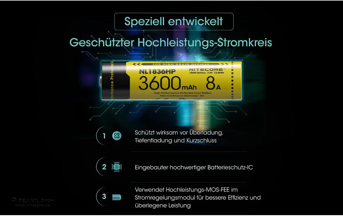 Nitecore 18650 Akku, Li-Ion, 3600 mAh, 3,6 V – 1 Stk.