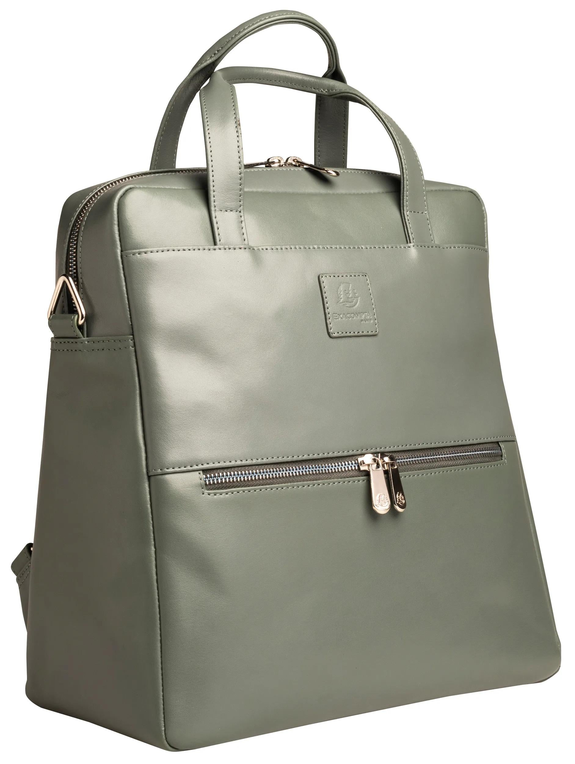 Exacompta Notebook-Rucksack bis 14" – Leder, Gepolstertes Laptop-/Tabletfach – Grau