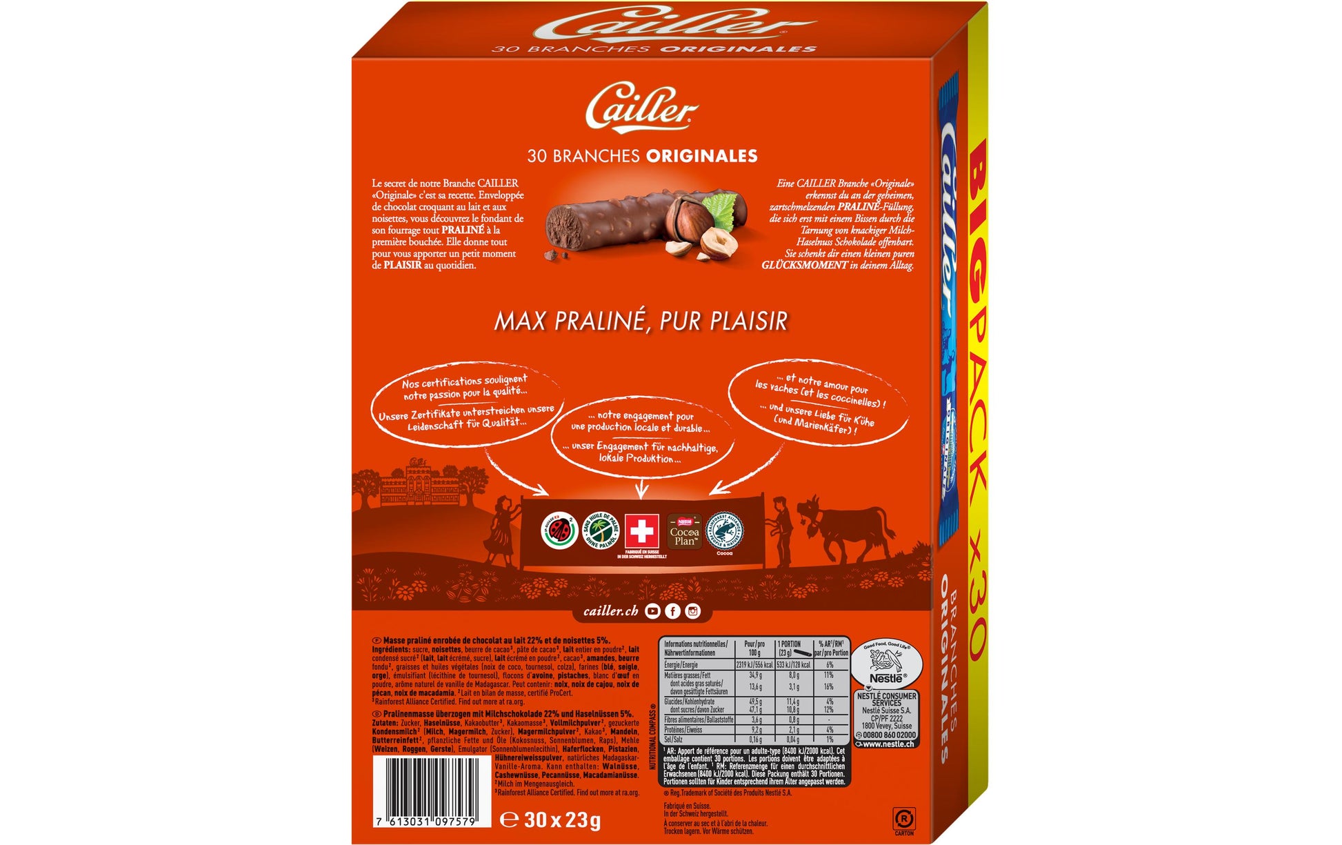 Cailler Branche – Pralinen – Vanille – 30 × 23 g