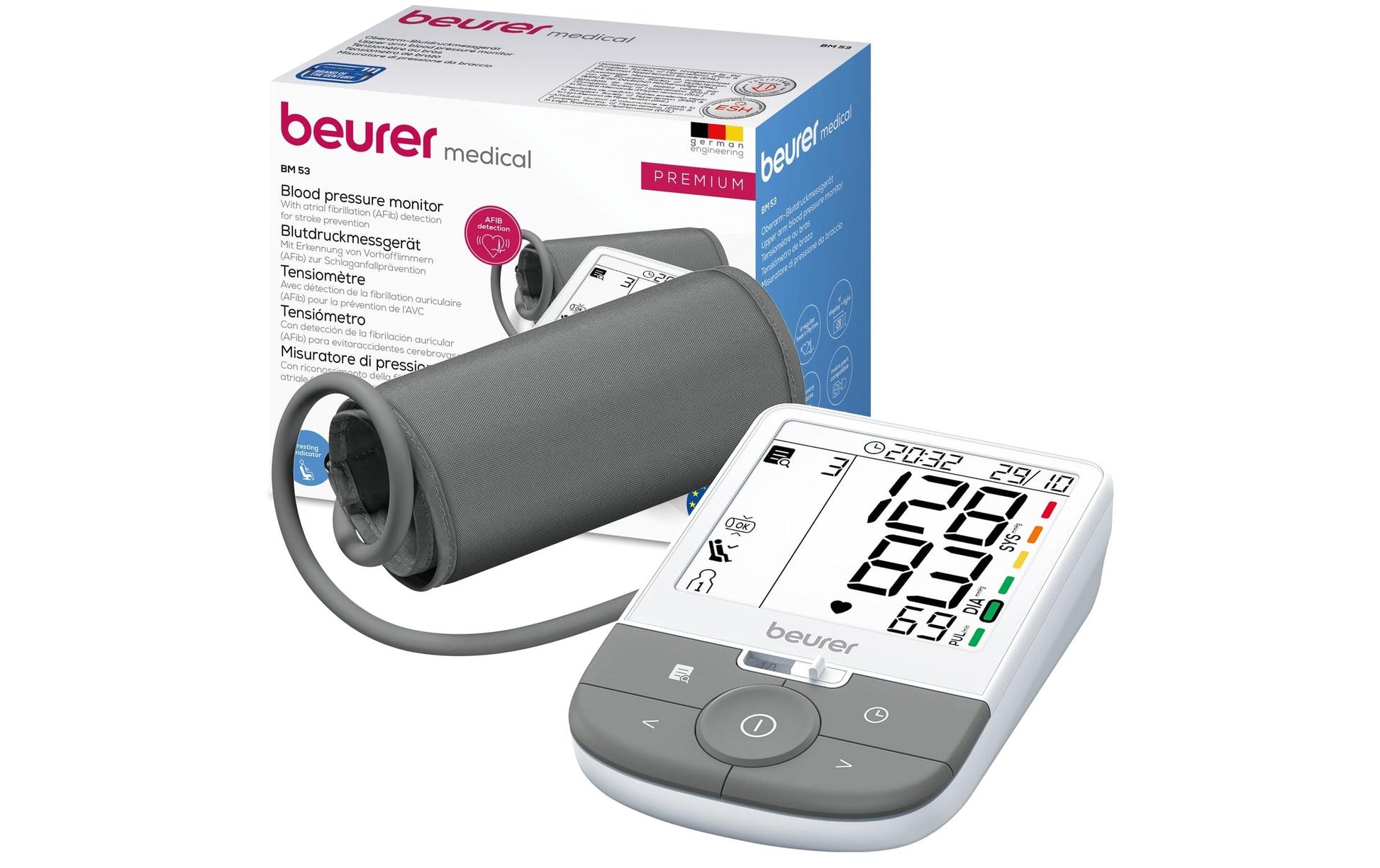 Beurer Blutdruckmessgerät BM 53 – Oberarm, Manschette 22–42 cm, 200 Speicher, 4× AA