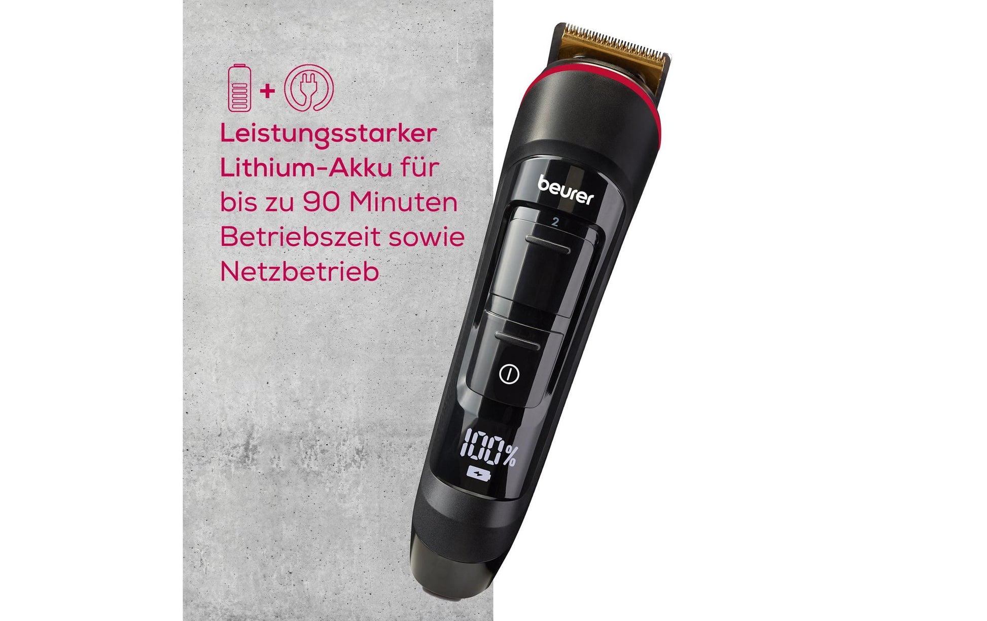 Beurer Barttrimmer MN4X – 0,8–12 mm Schnittlänge, Li-Ion-Akku, 90 min, 1,5 h Ladezeit – schwarz