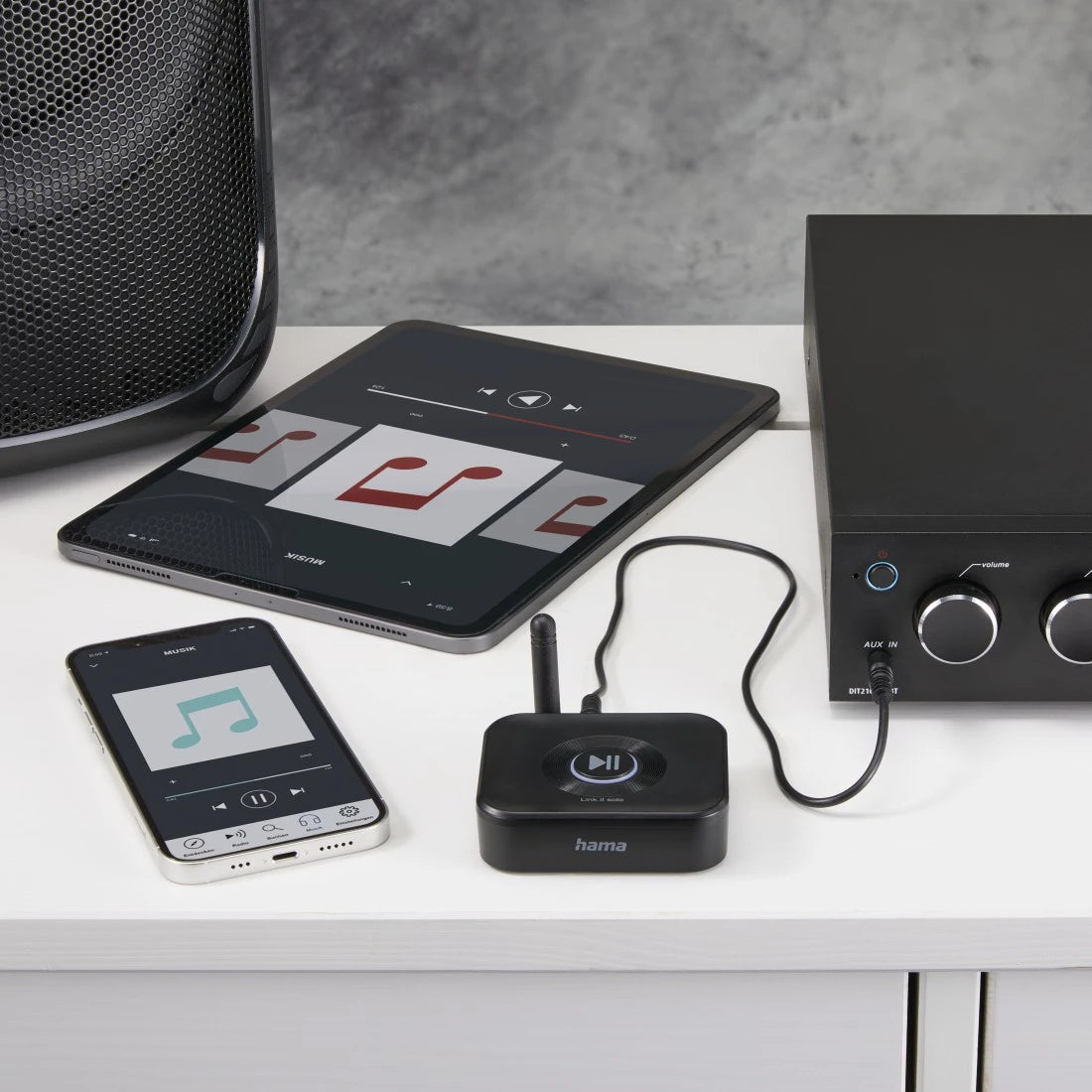 Hama Link.it solo – Bluetooth Audio-Empfänger – 3,5 mm – Bluetooth 5.3, 50 m – USB-C – schwarz