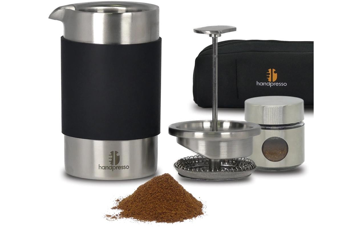 Handpresso Travel Press 21720 French Press / Kaffeebereiter – 0,4 l, Edelstahl, 8 × 15 × 8 cm