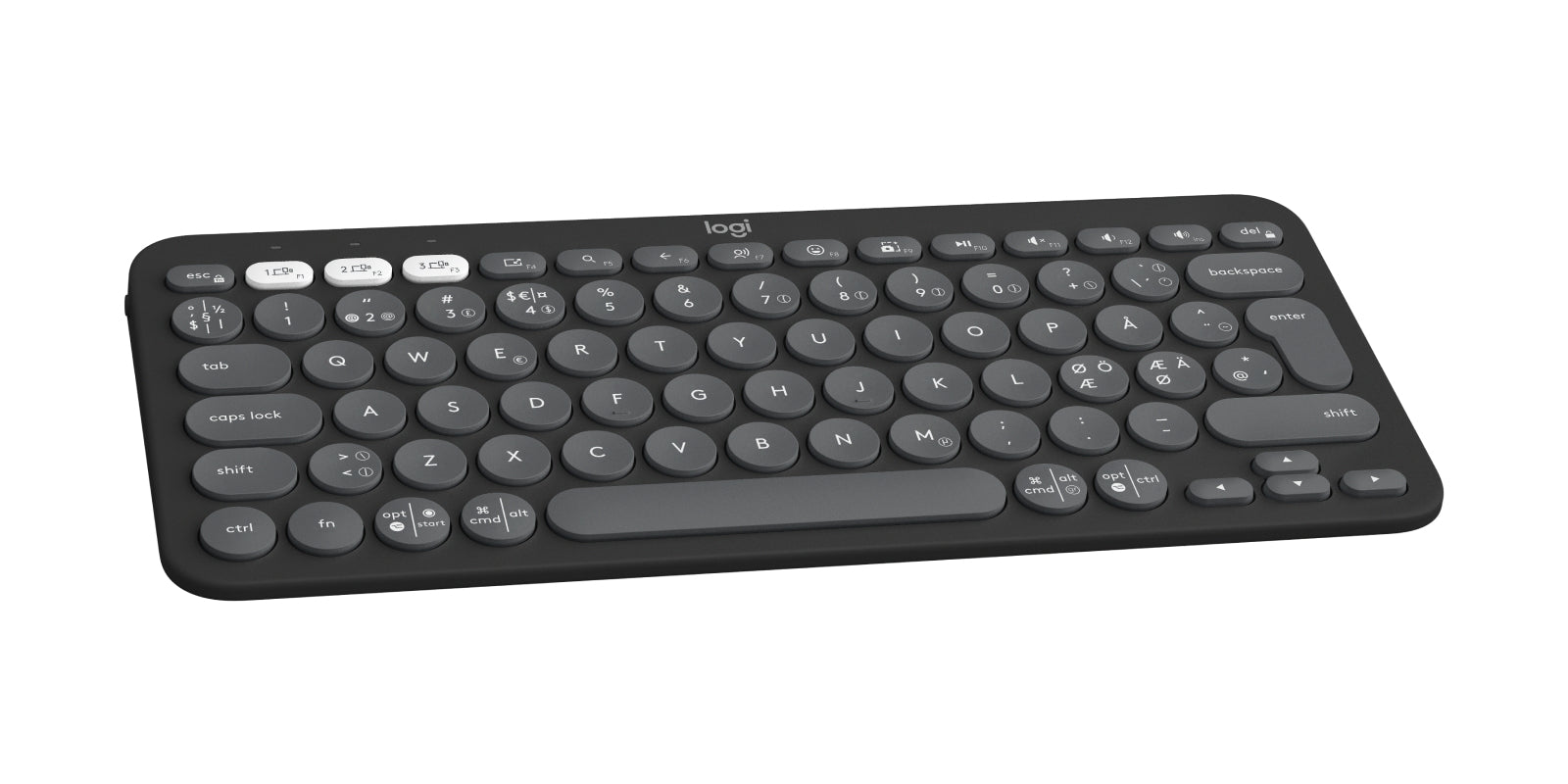 Logitech Pebble Keys 2 K380s – Mini Tastatur – Schere – Bluetooth & 2,4 GHz – QWERTY (Nordisch) – Graphit