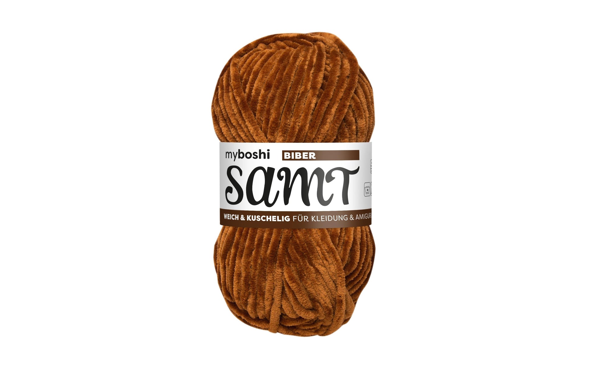 myBoshi Chenille Samt Wolle Goldbraun – 100 g, 100 m, Nadel 6 mm, 100% Polyester, 1 Stk.