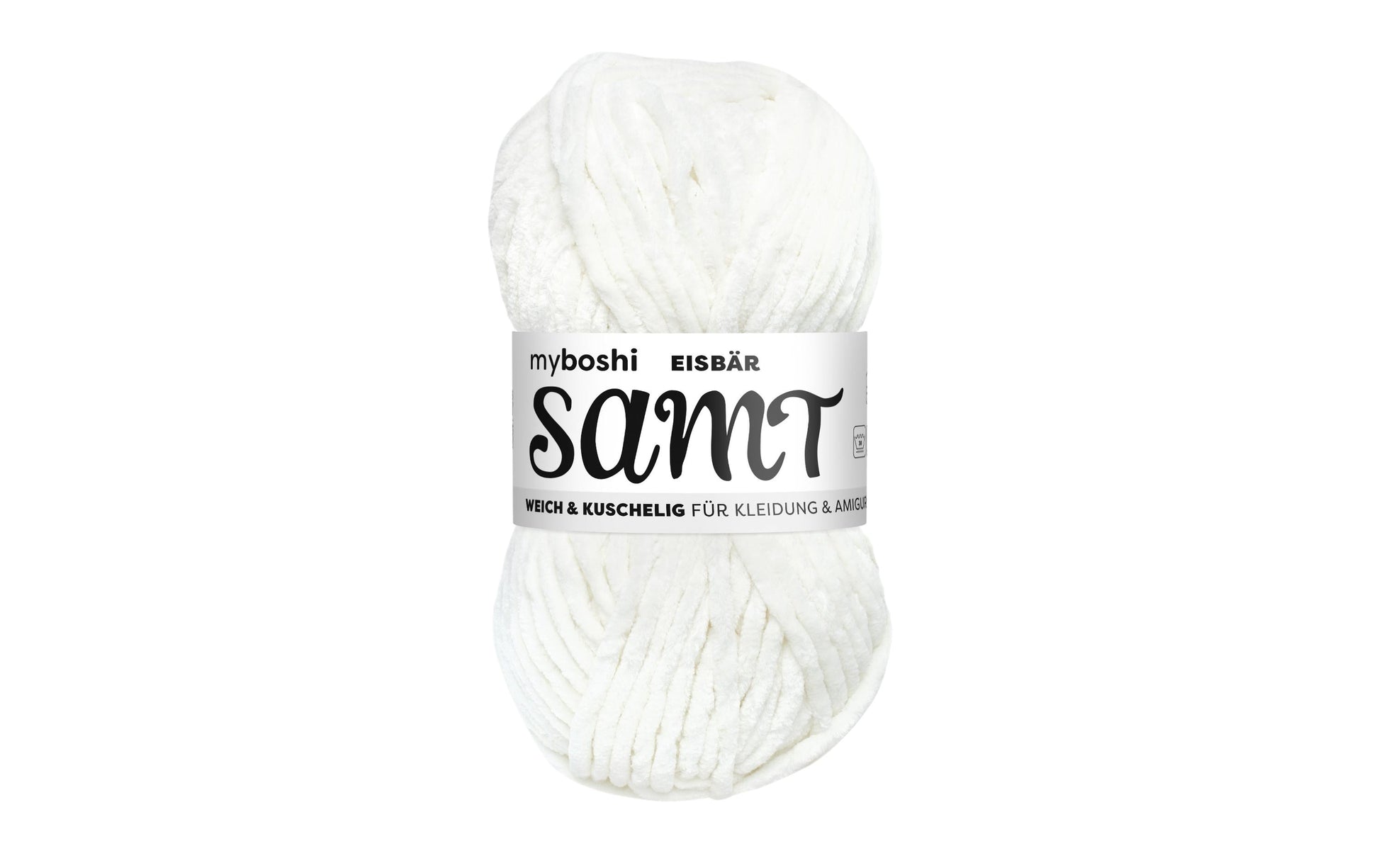 myBoshi Chenille Samt Garn Perlweiss – 100 g, 100 m, Nadel 5 mm, 100% Polyester, 1 Stk.