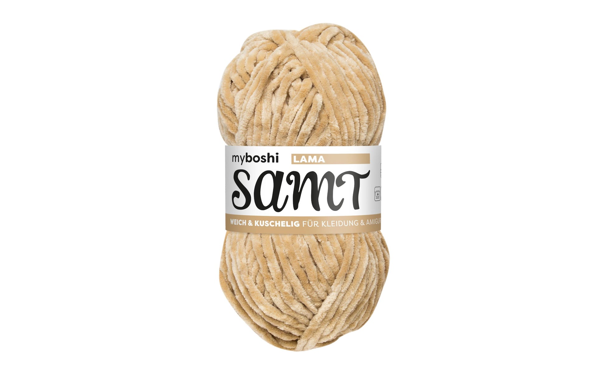 myBoshi Chenille Samt Wolle Hellbeige – 100 g, 100 m, Nadel 5 mm, 100% Polyester, 1 Stk.