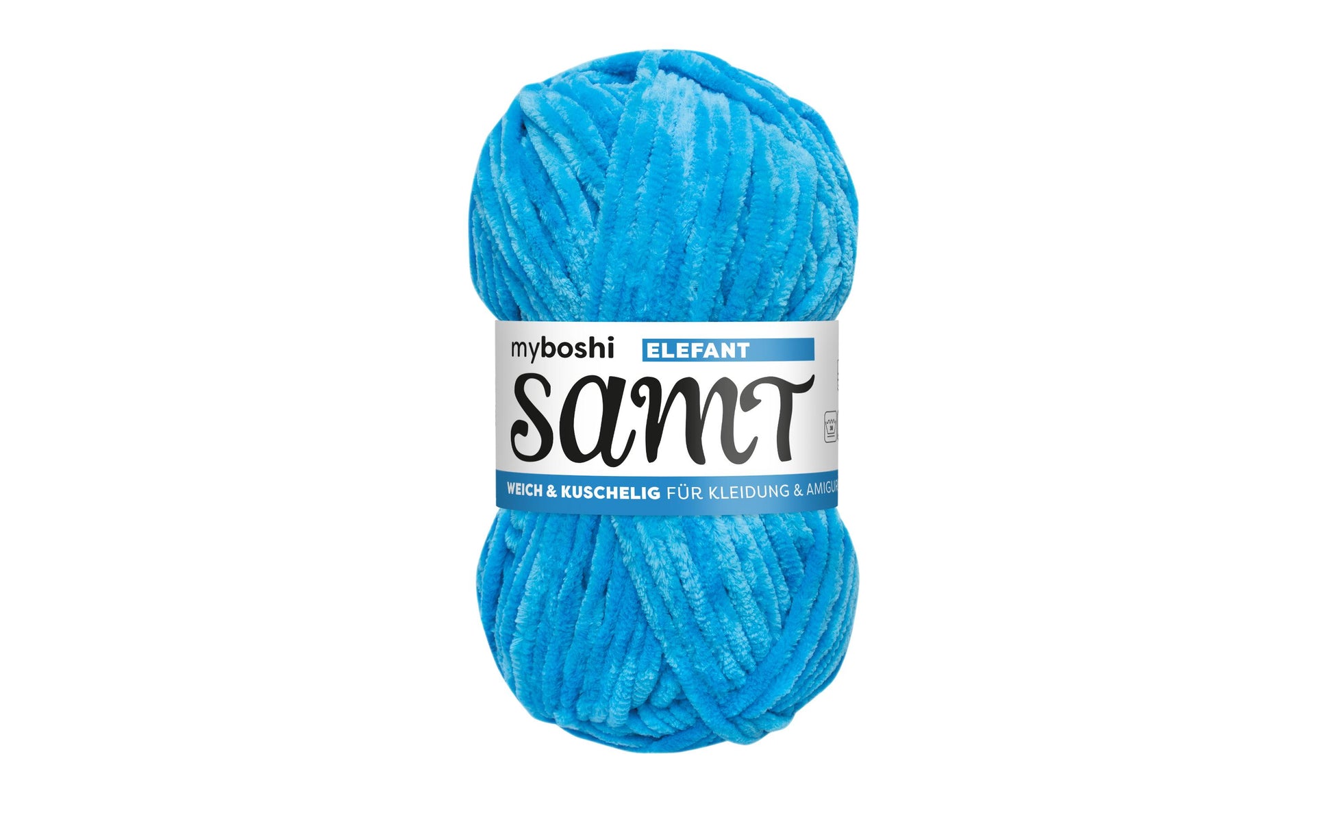 myBoshi Chenille Samt Garn Eisblau – 100 g, 100 m, 100% Polyester, Nadel 7 mm, 1 Stk.