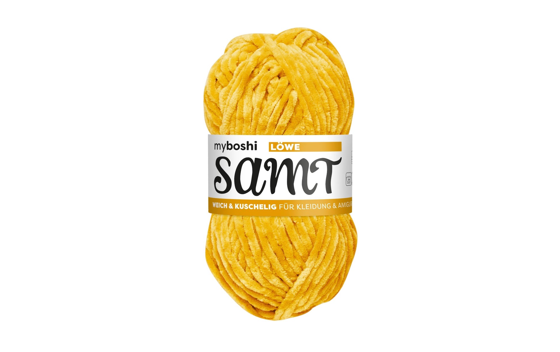 myBoshi Chenille Samt Garn Gelbgold – 100 g, 100 m, 100% Polyester, Nadelstärke 7 mm, 1 Stück