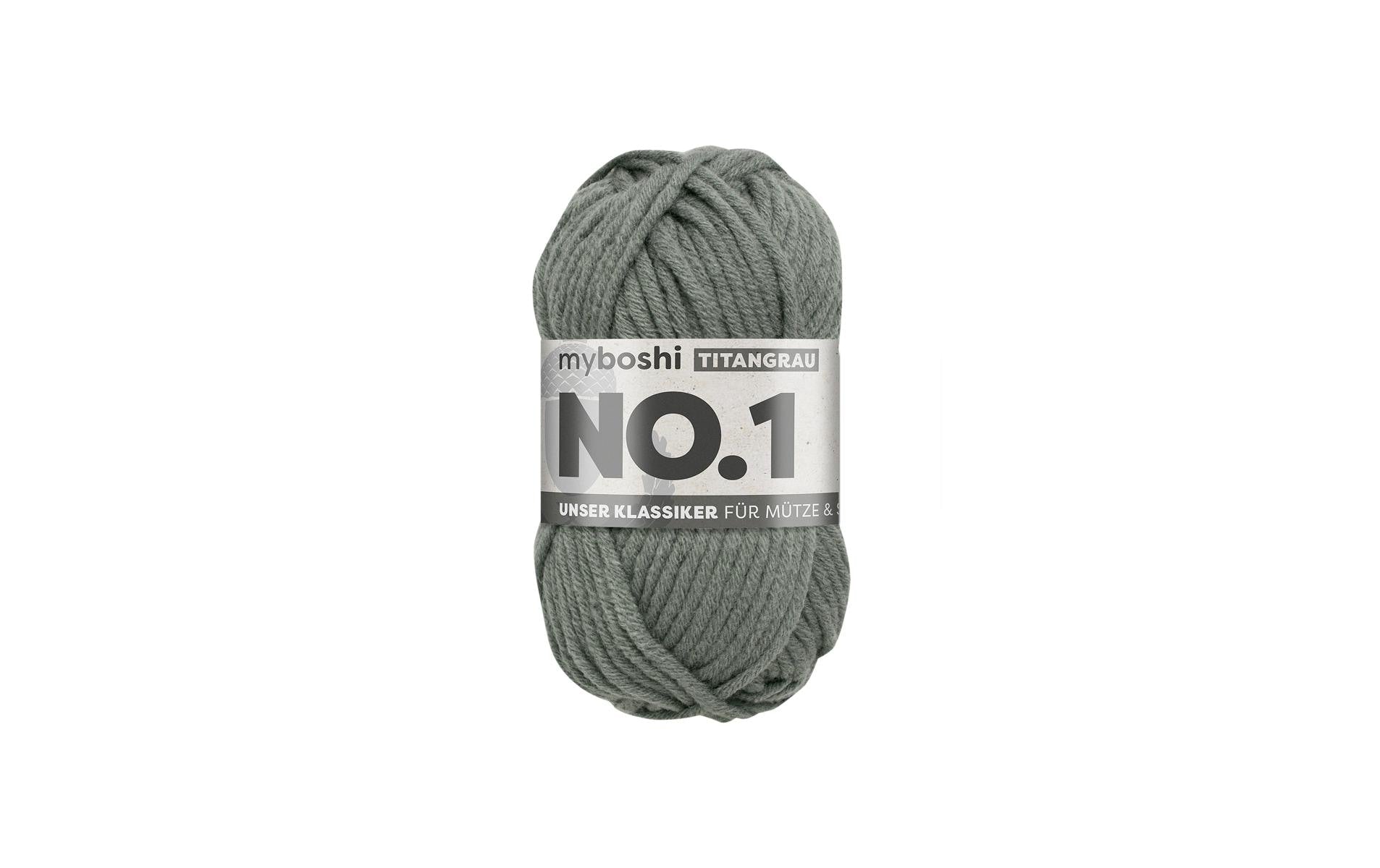 myBoshi Nr. 1 Wolle Grau-Marmor – 50 g, 55 m, 70% Polyacryl/30% Merinowolle, Nadel 6 mm, 1 Stk.