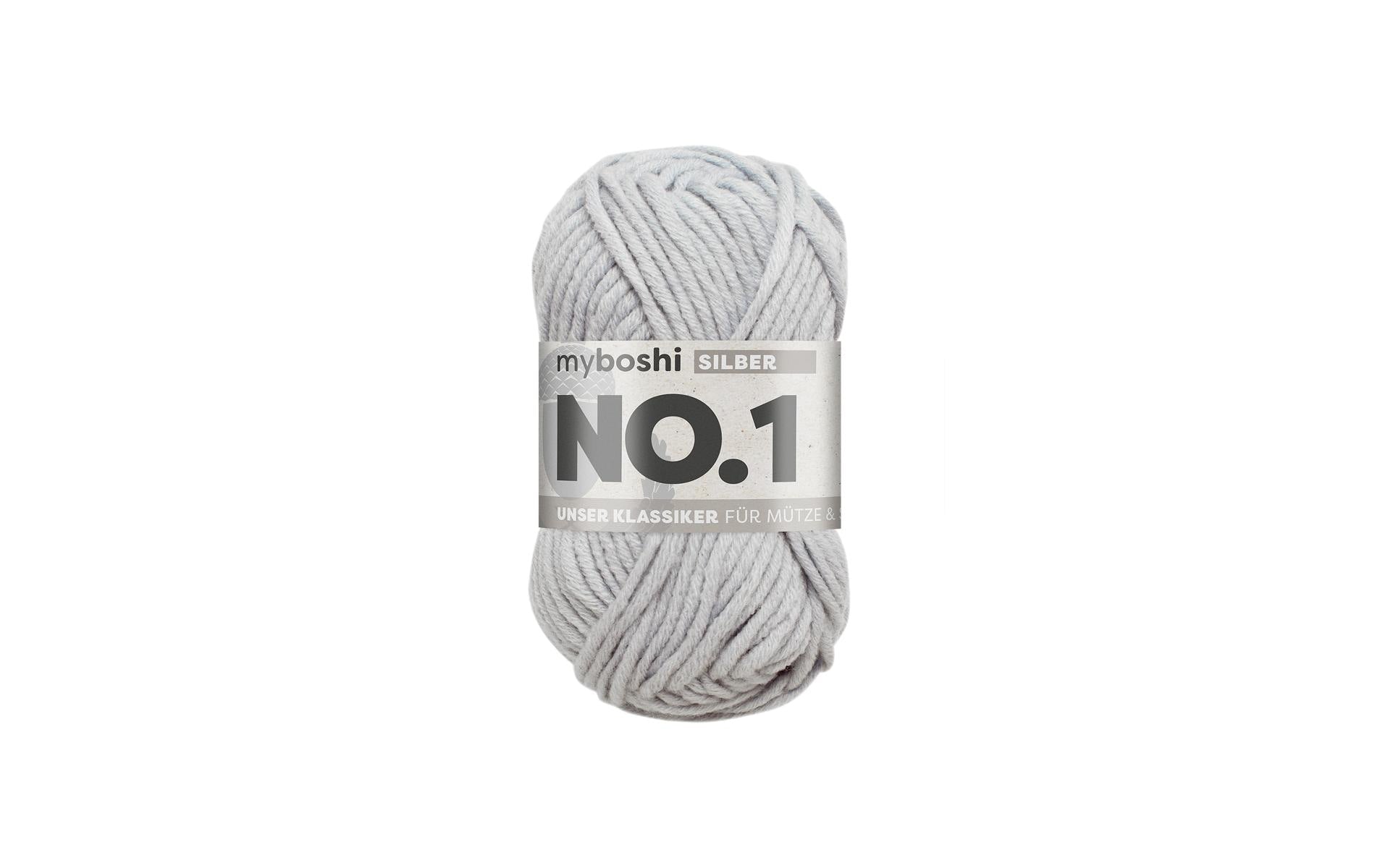 myBoshi Nr. 1 Wolle Silber – 50 g, 55 m, Nadel 7 mm, 70% Polyacryl/30% Merino, 1 Stk.