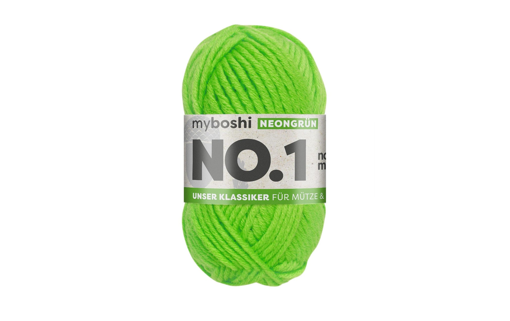 myBoshi Nr. 1 Wolle Neongrün – 50 g, 55 m, Nadel 7 mm, 70% Polyacryl/30% Schurwolle, 1 Stk.