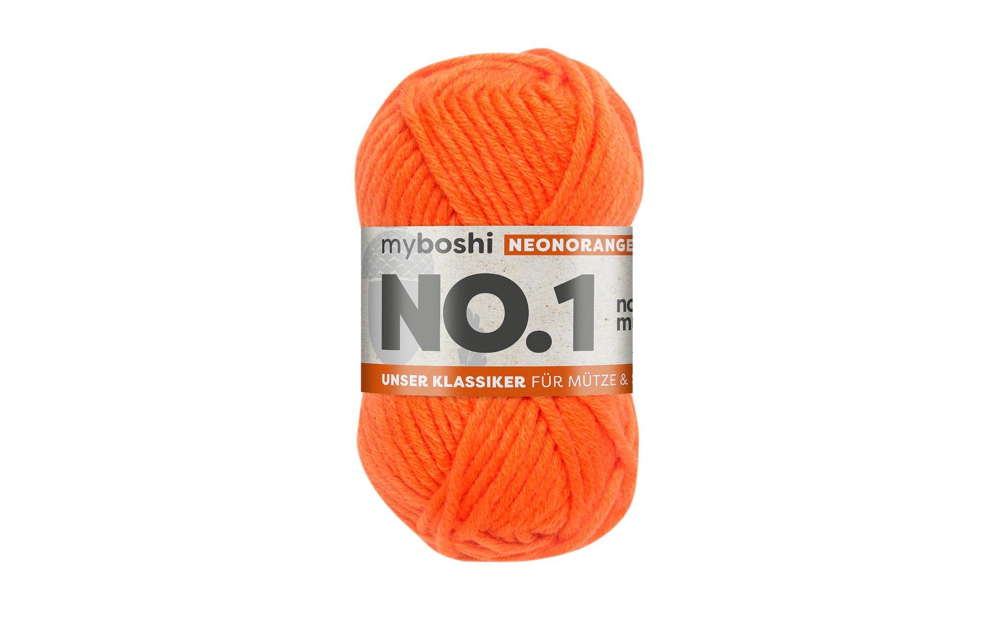 myBoshi Nr.1 Wolle Neonorange – 50 g, 55 m, Nadel 7 mm, 70% Polyacryl/30% Merinowolle, 1 Stk.