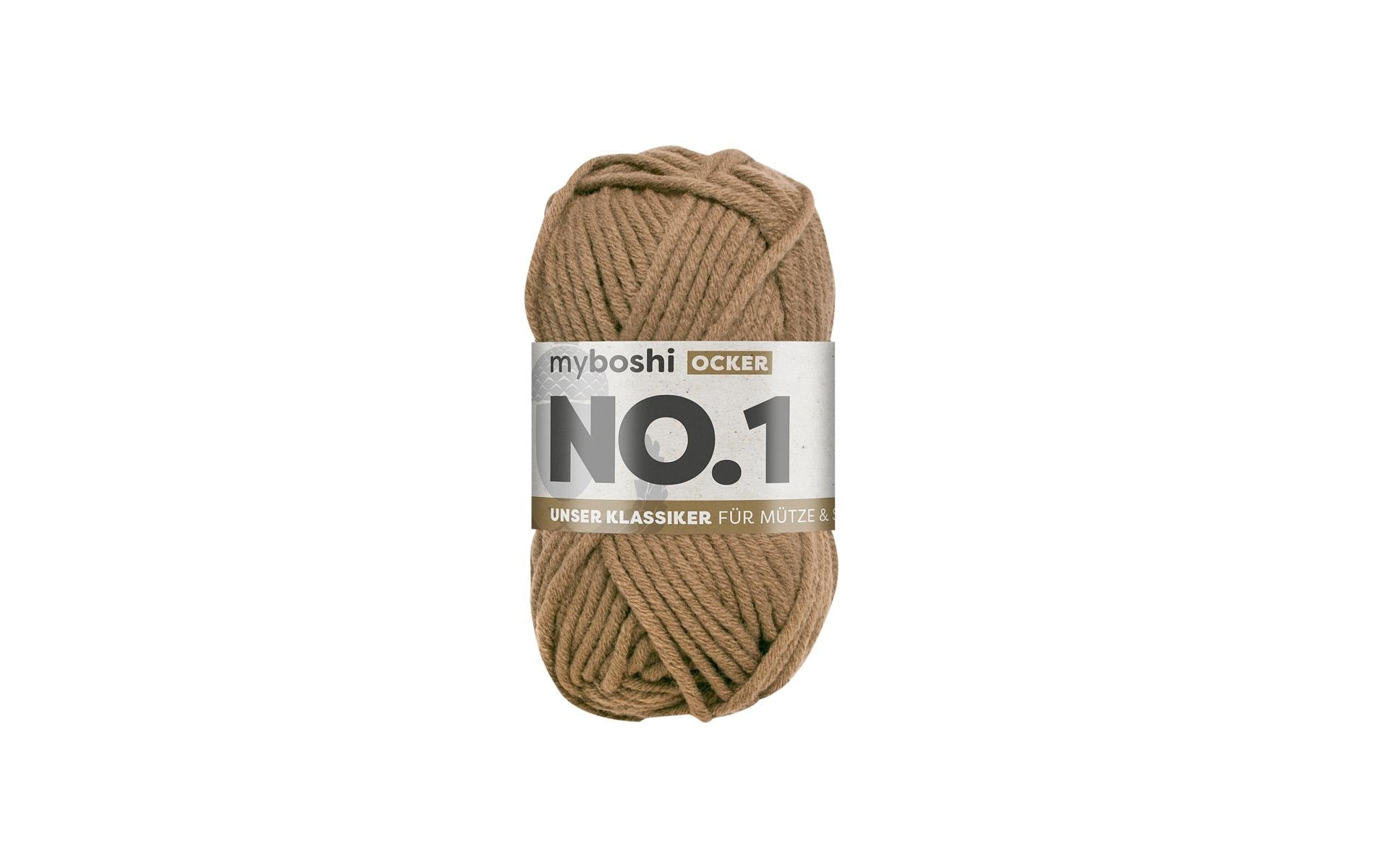myBoshi Nr.1 Wolle Ocker – 50 g, 55 m, 70% Polyacryl/30% Schurwolle, Nadel 7 mm, 1 Stk.