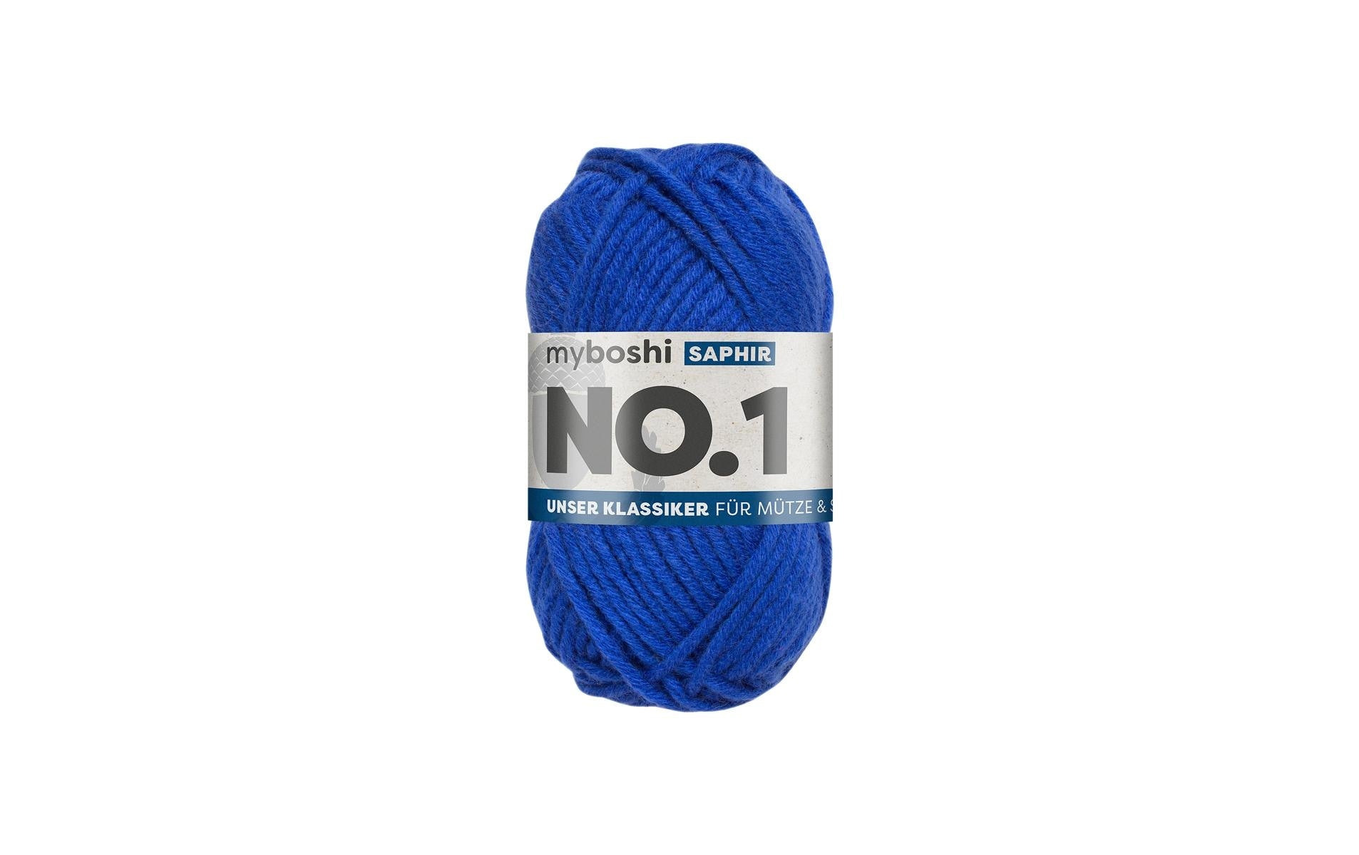 myBoshi Nr.1 Wolle Saphirblau – 50 g, 55 m, 70% Polyacryl/30% Merino, Nadel 6 mm, 1 Stk.