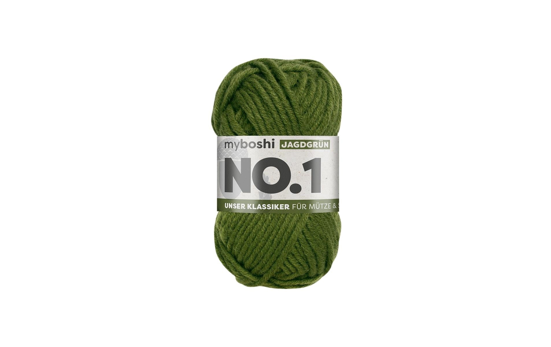 myBoshi Nr.1 Wolle Efeugrün – 50 g, 55 m, Nadel 6 mm, 70% Polyacryl/30% Merinowolle