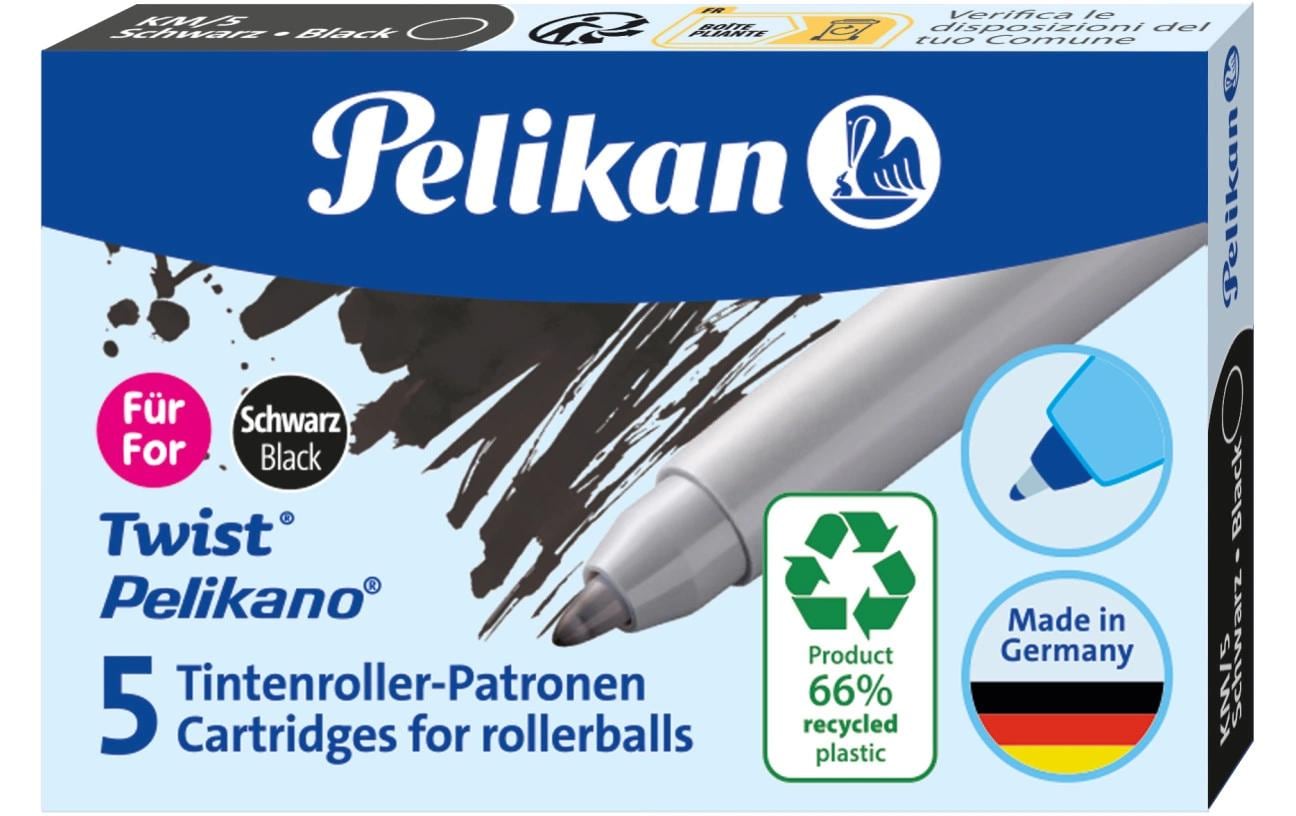 Pelikan ECO 824699 Rollerpatrone – Schwarz, für Pelikan Tintenroller Twist, 5er-Pack
