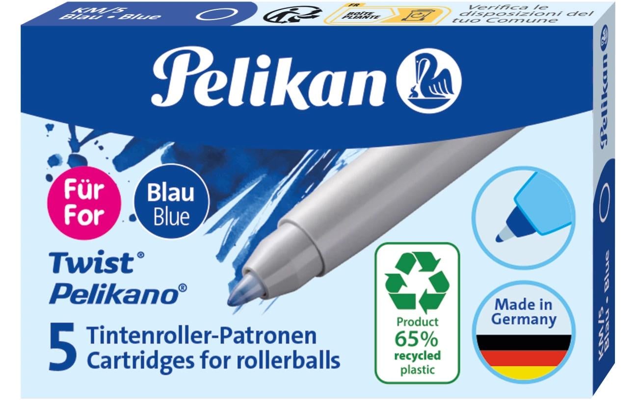 Pelikan Rollerpatronen Grand Prix für Pelikano, Twist – blau, 0,3 mm, geruchsarm, 5 Stk.