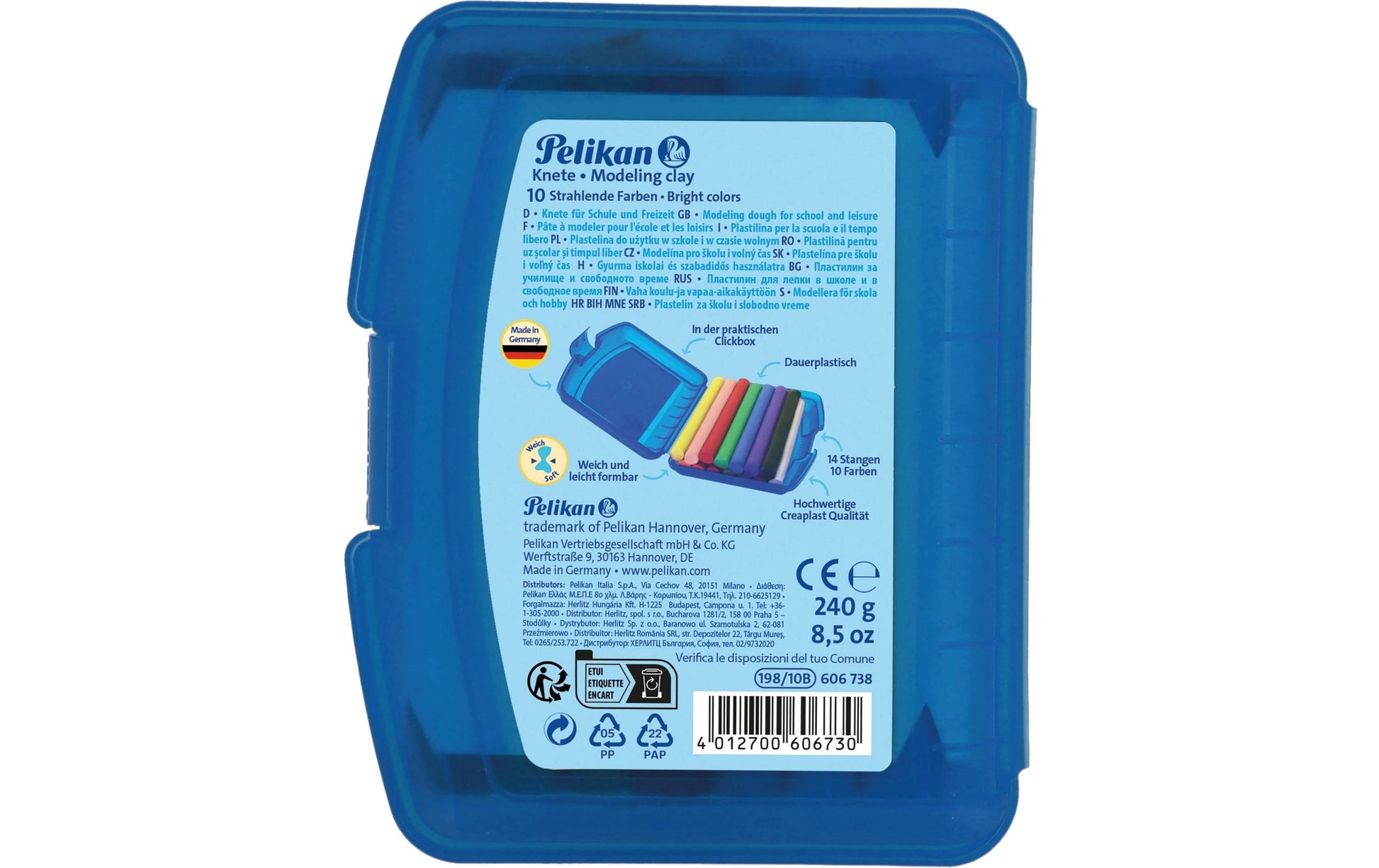 Pelikan Knetmasse, Mehrfarbig, 240 g, 14 Stk.