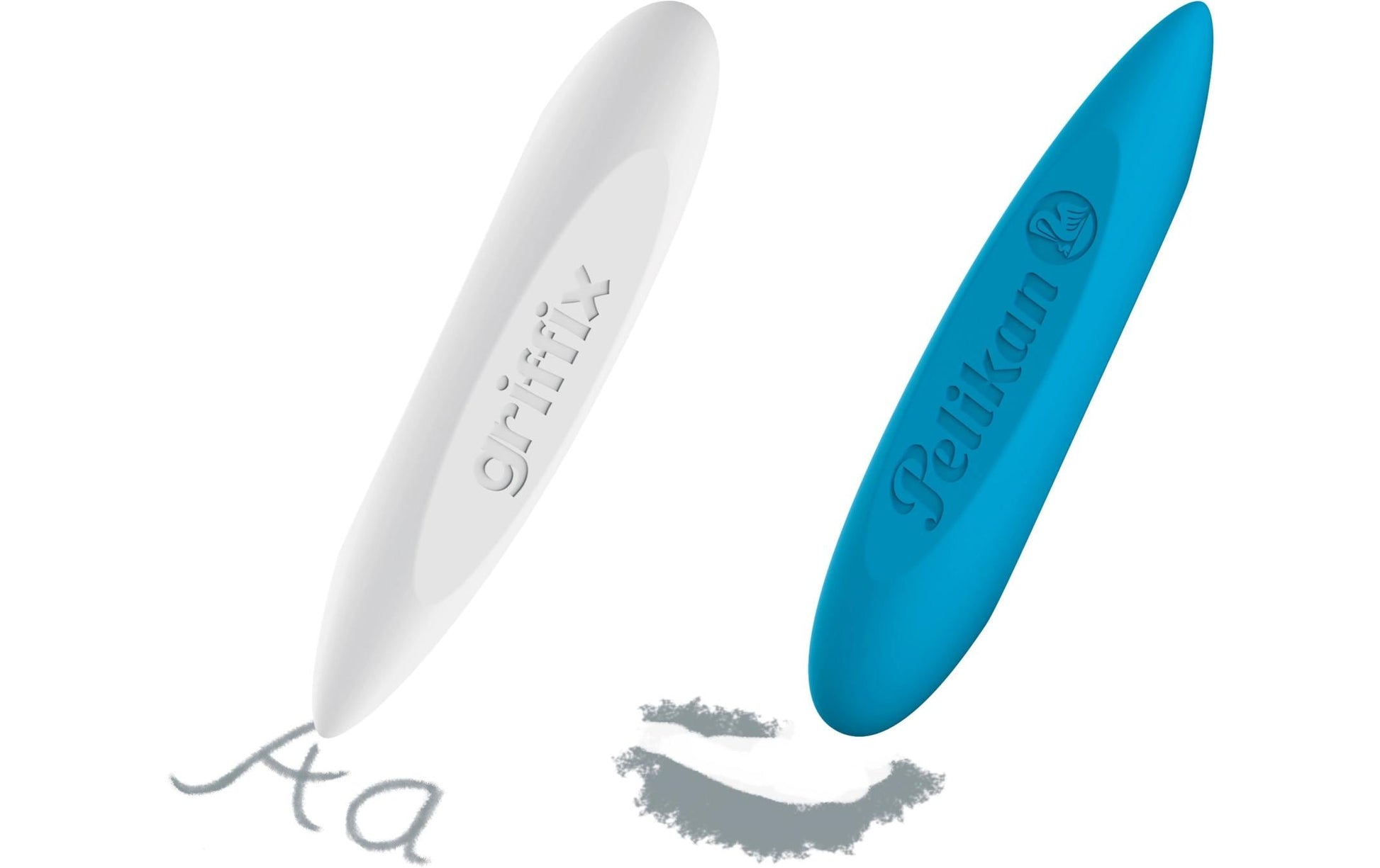 Pelikan Radierstift Griffix 605311 – Dreikantgriff, präzise & abgerundete Spitze, weiss & blau, 2 Stk.