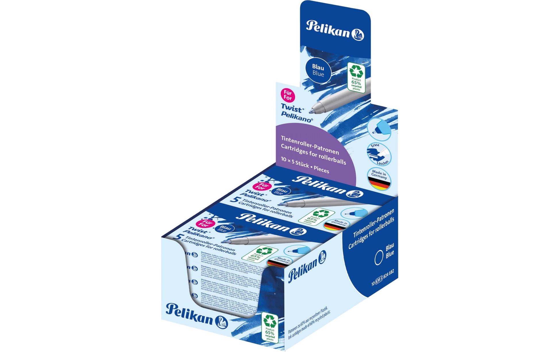 Pelikan Rollerpatronen Grand Prix für Pelikano, Twist – blau, 0,3 mm, geruchsarm, 5 Stk.