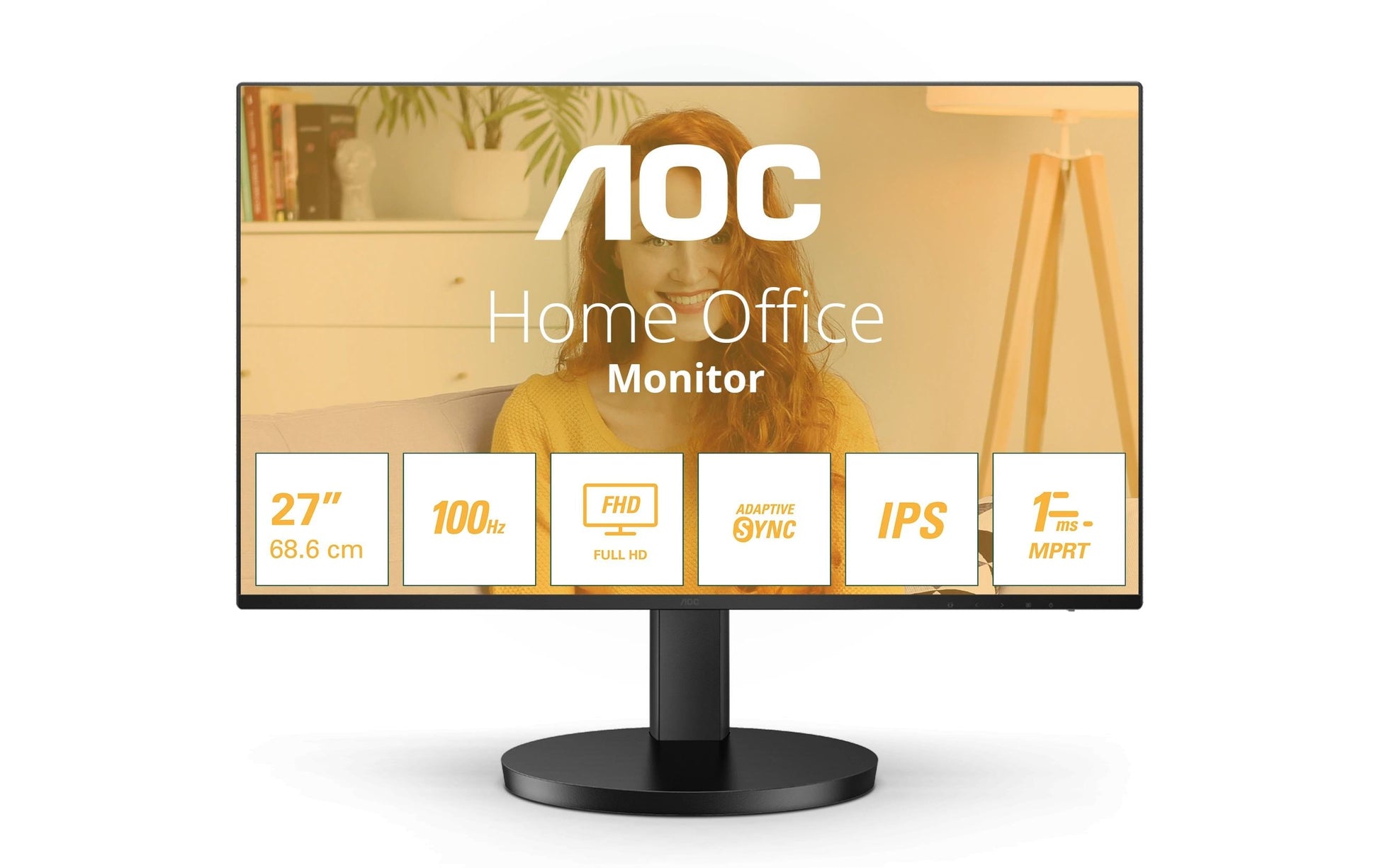 AOC 27B3HA2 – Monitor, 27", 1920 × 1080 (Full HD), IPS, 100 Hz, 250 cd/m², Lautsprecher, VESA 100 × 100, Schwarz