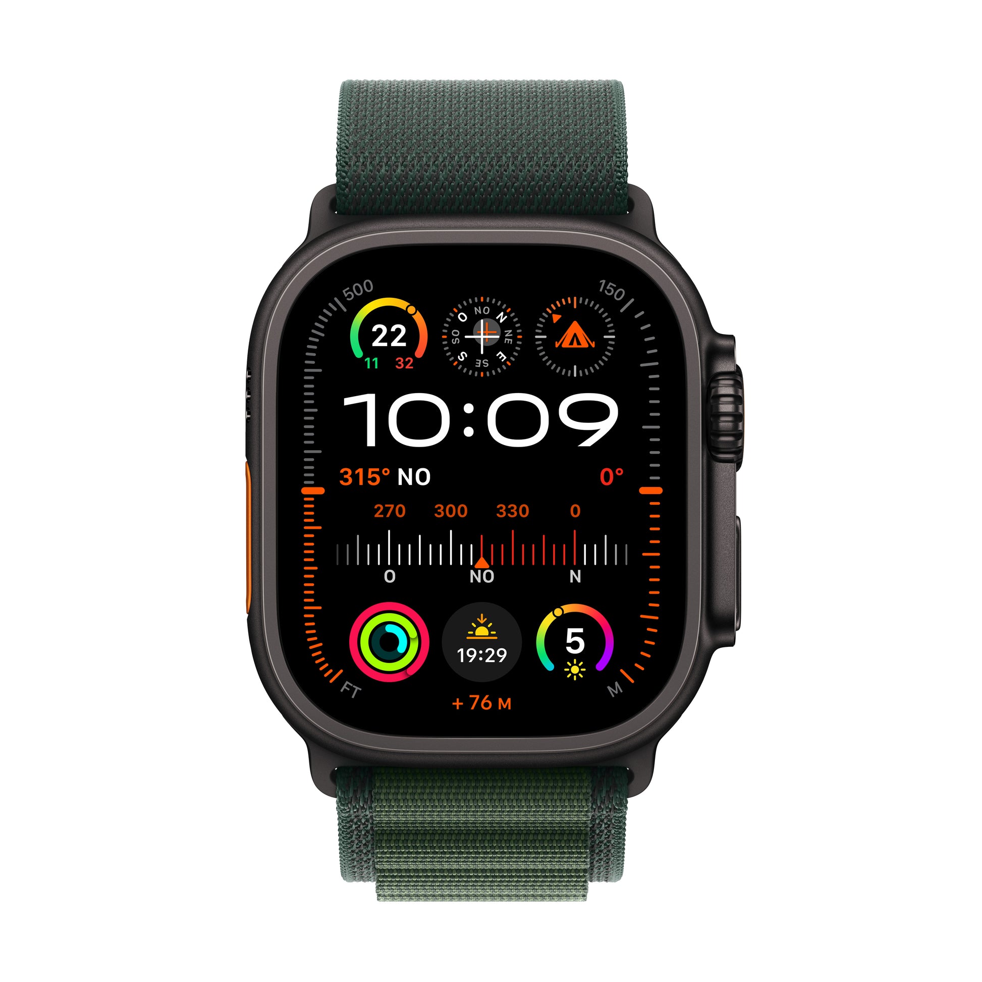 Apple Watch Ultra 2 LTE – 49 mm, OLED, Saphirglas, Titan Schwarz, Alpine Loop M, 10 ATM