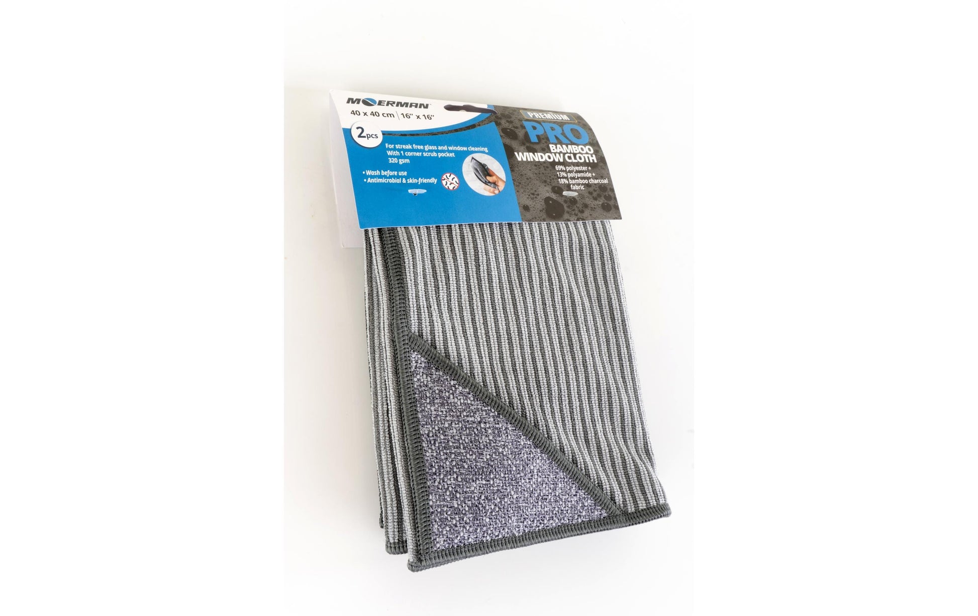 Edi Baur Bambus Mikrofaser-Tuch – Grau – 40 × 40 cm – Polyester – 2er-Set
