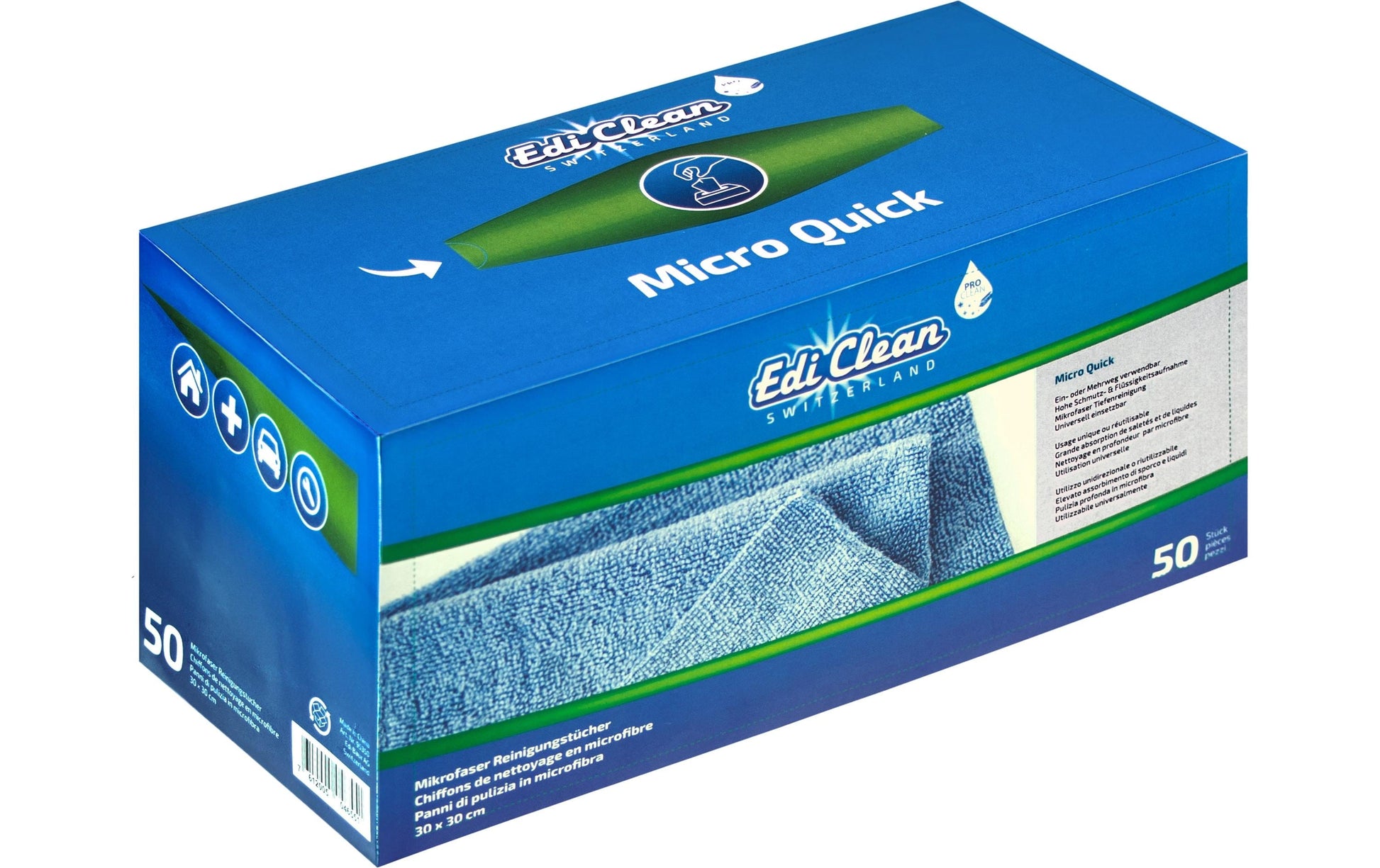 Edi Baur Mikrofasertuch – Blau – 30 × 30 cm – Polyester – 50er-Set