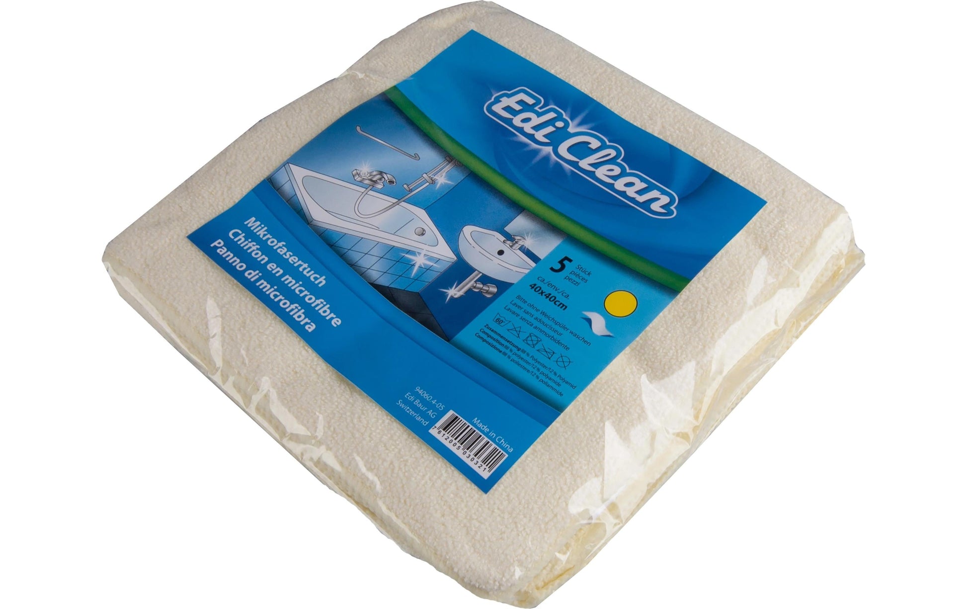 Edi Baur Mikrofasertuch – Gelb – 40 × 40 cm – Polyester – 5er-Set