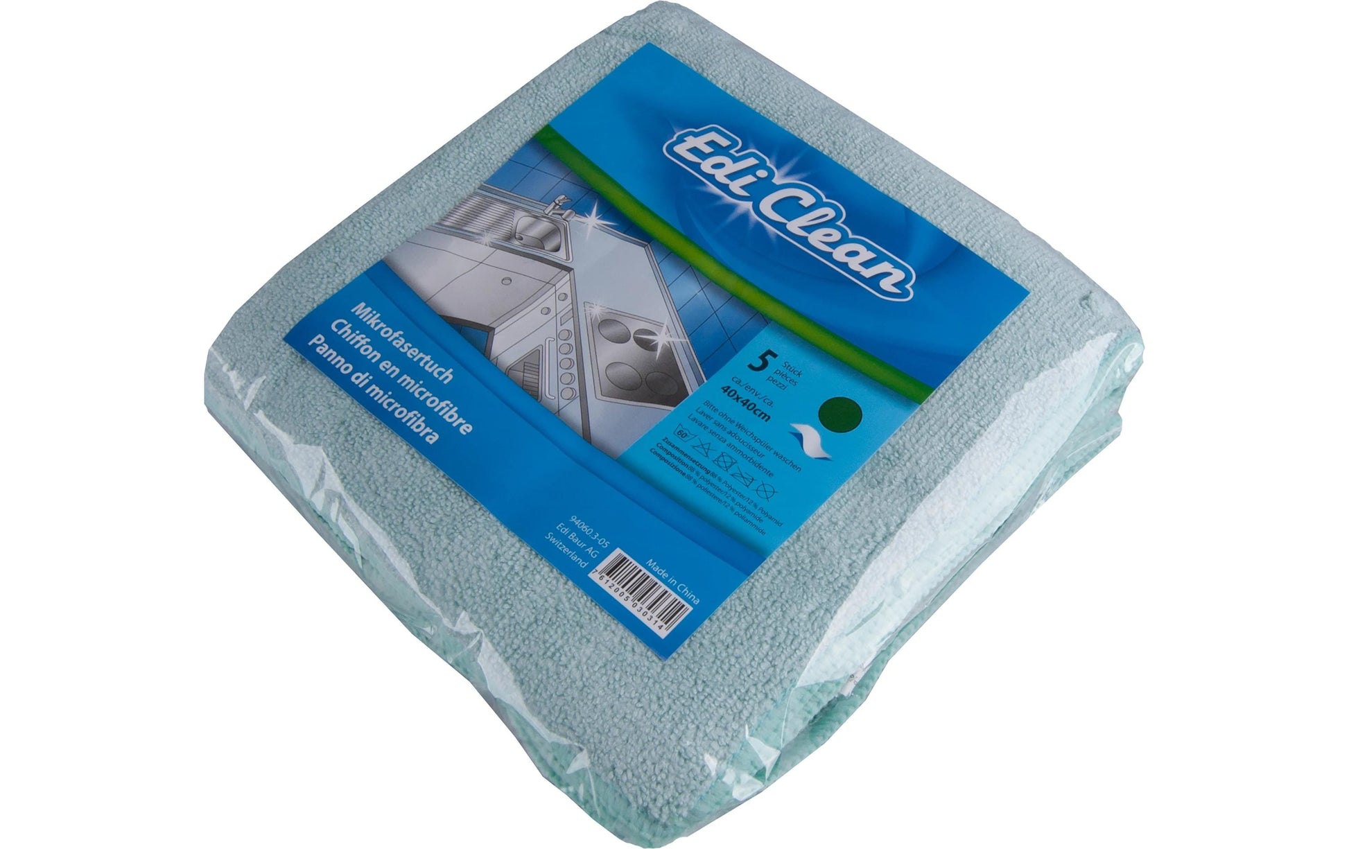 Edi Baur Mikrofasertuch – Grün, 40 × 40 cm, Polyester, 5er-Set