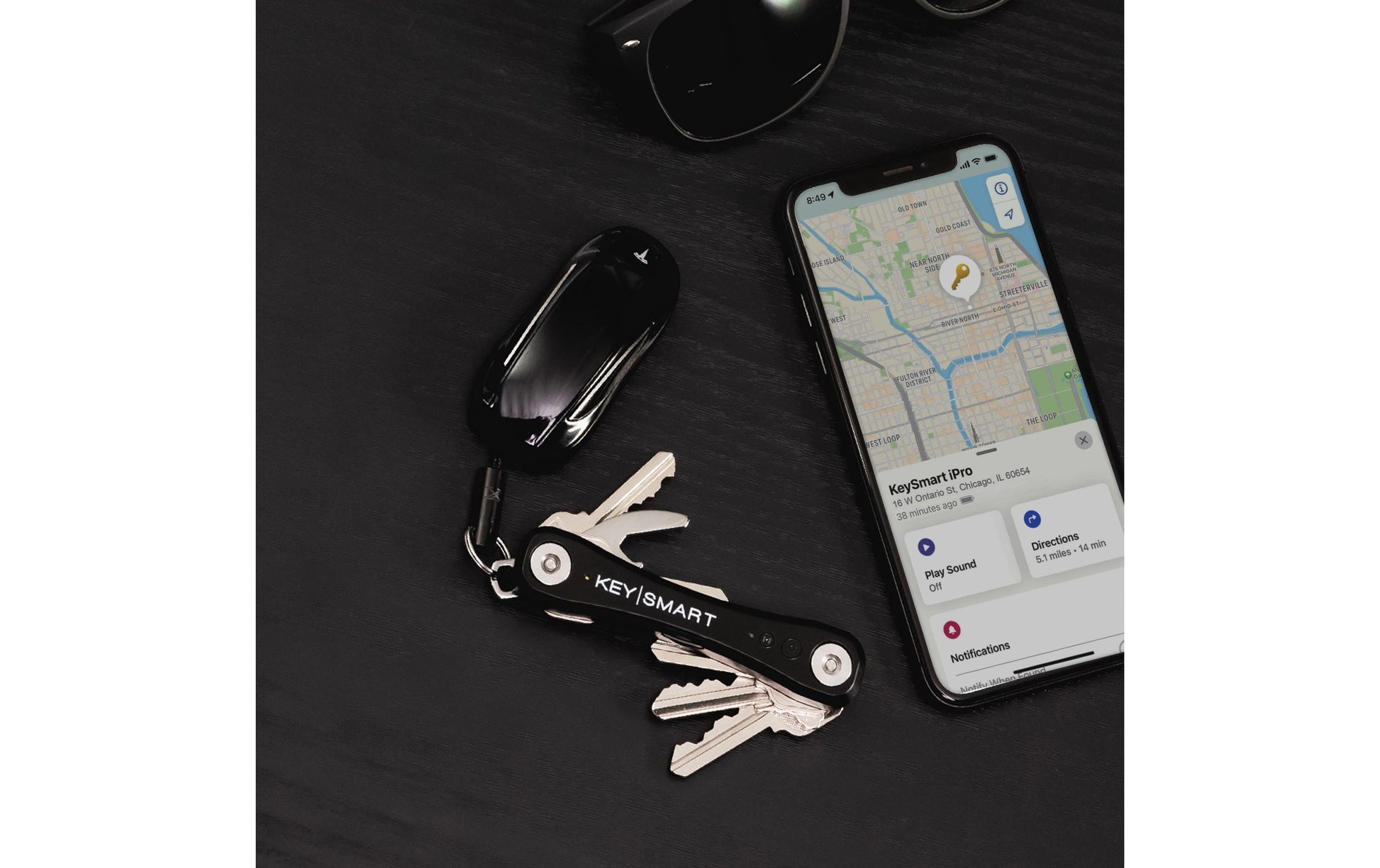 KeySmart AirTag-Schlüsselanhänger IPro für Apple Find My – bis zu 14 Schlüssel, Schwarz