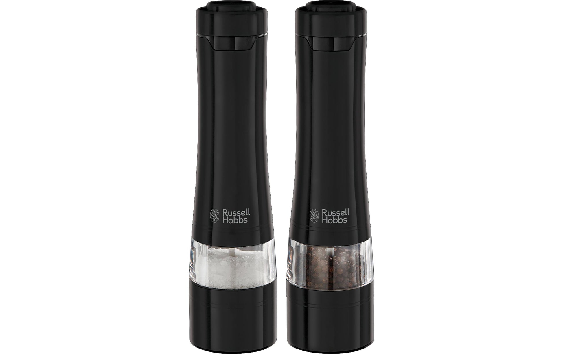 Russell Hobbs Salz- und Pfeffermühle 23,3 cm, Edelstahl, Schwarz, 2-teilig, batteriebetrieben, Keramik-Mahlwerk