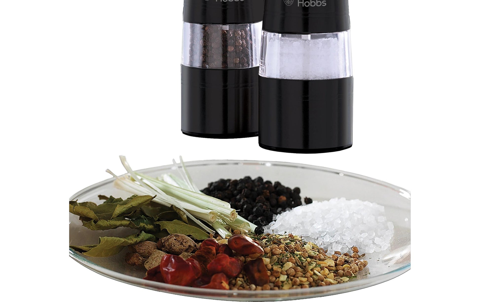 Russell Hobbs Salz- und Pfeffermühle 23,3 cm, Edelstahl, Schwarz, 2-teilig, batteriebetrieben, Keramik-Mahlwerk