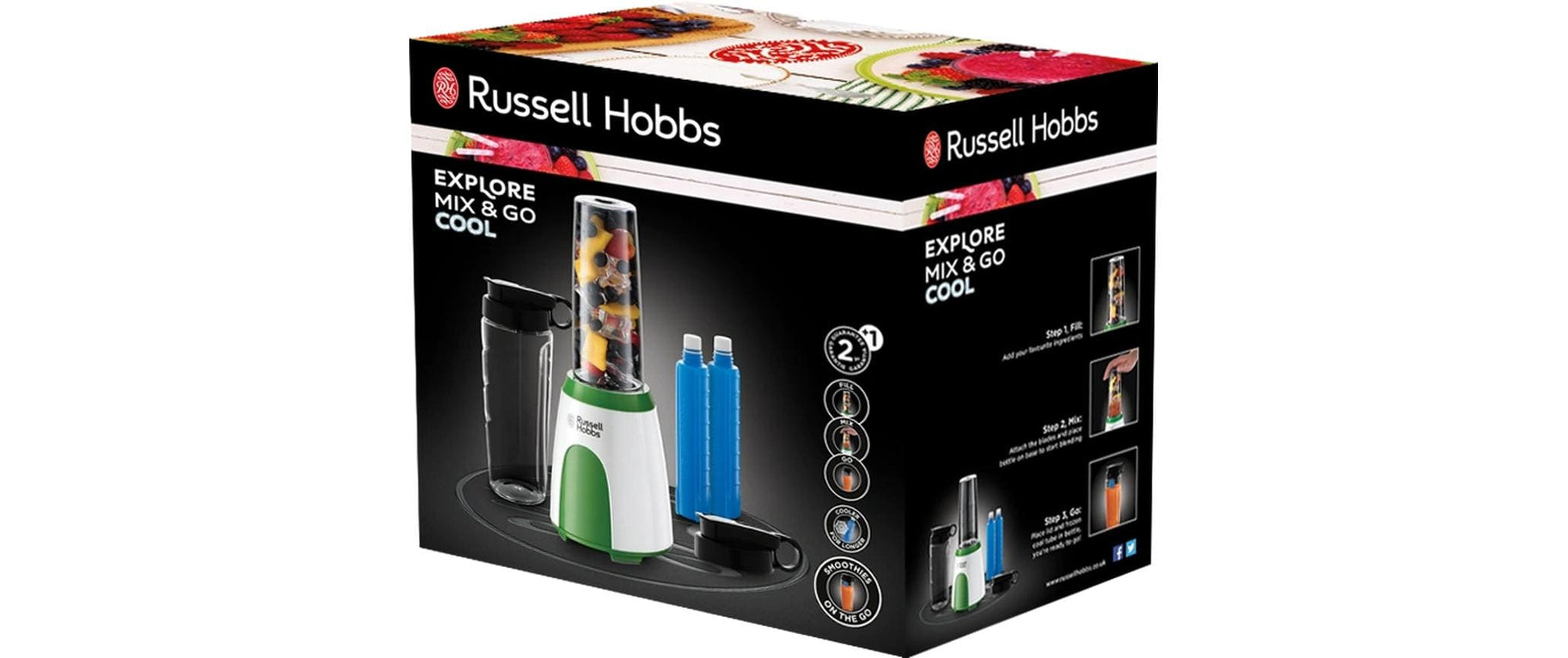 Russell Hobbs Smoothie-Mixer 25160-56 – 0,6 l, 300 W, spülmaschinenfest – grün/weiss