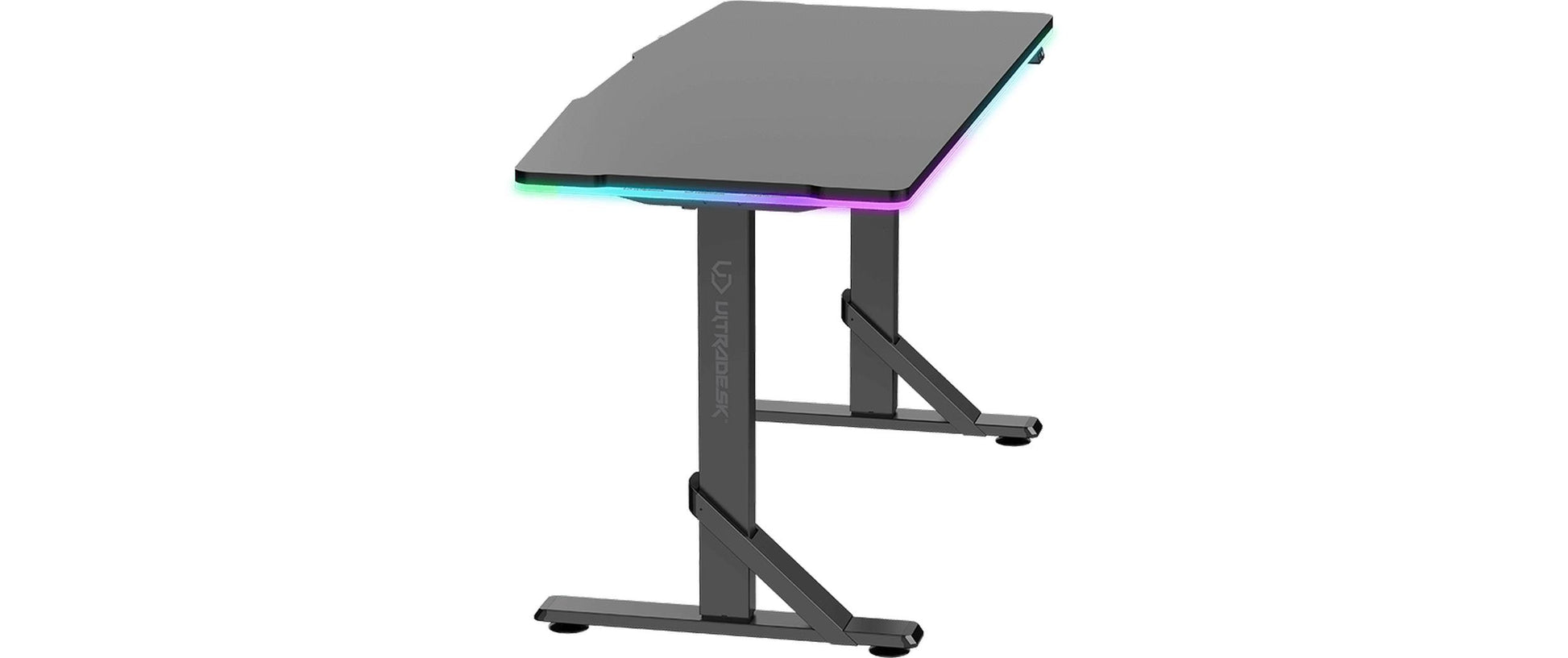 Ultradesk Iron Gaming-Tisch – 132,5 × 60,5 cm, höhenverstellbar, LED-Beleuchtung, schwarz, Stahl