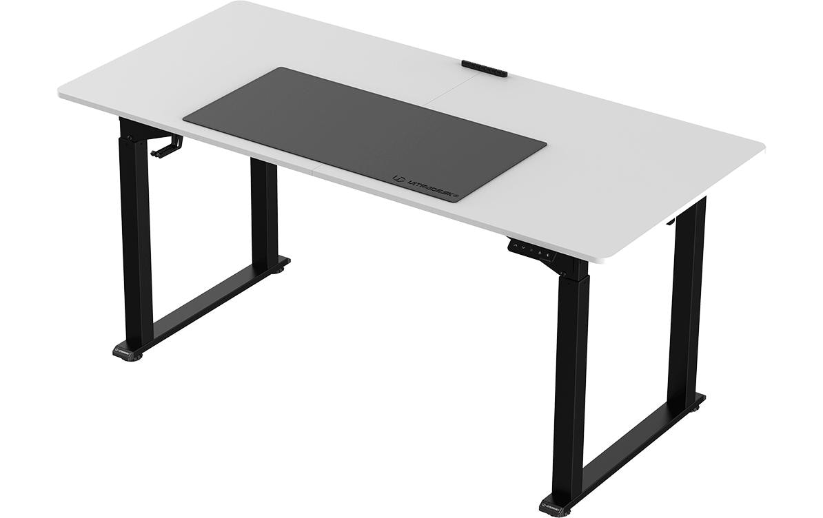 Ultradesk Uplift Gaming-Tisch – 160 × 75 cm, höhenverstellbar, weiss/schwarz, Stahl
