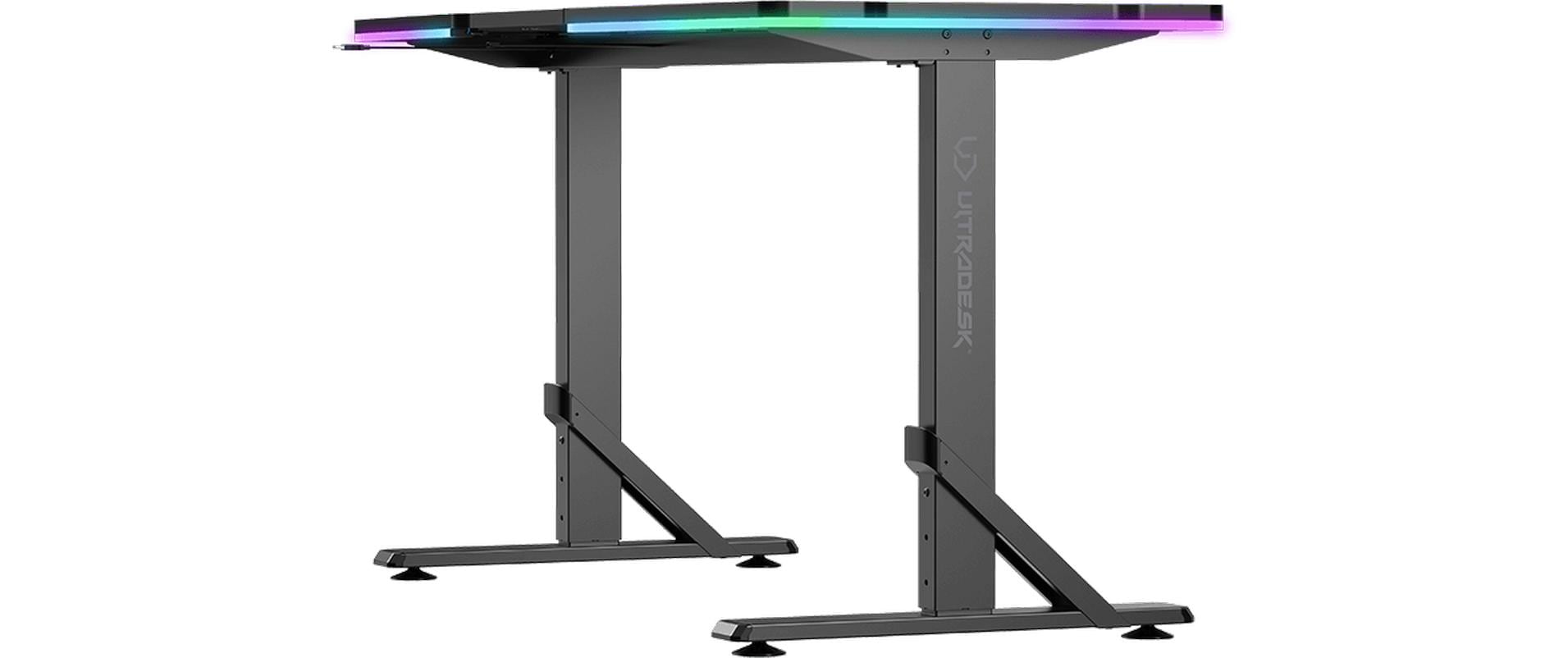 Ultradesk Iron Gaming-Tisch – 132,5 × 60,5 cm, höhenverstellbar, LED-Beleuchtung, schwarz, Stahl