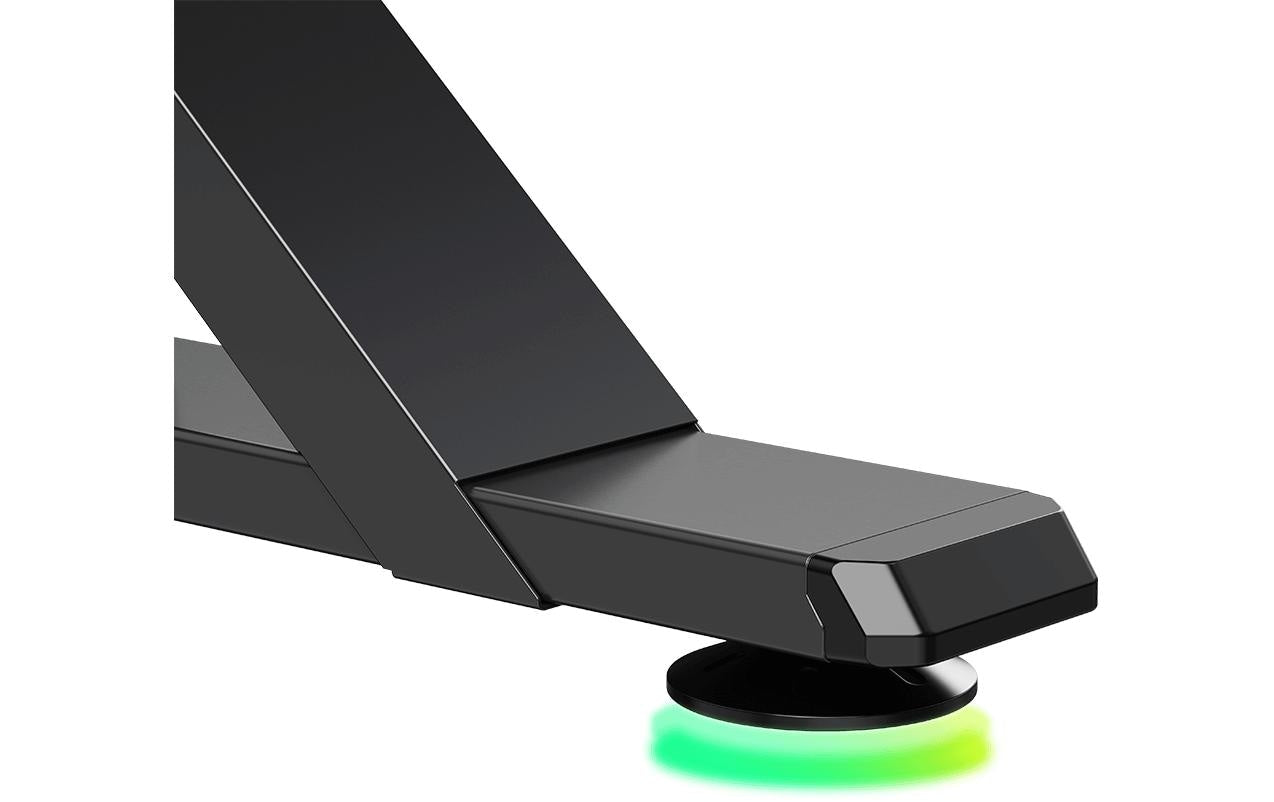 Ultradesk Iron Gaming-Tisch – 132,5 × 60,5 cm, höhenverstellbar, LED-Beleuchtung, schwarz, Stahl