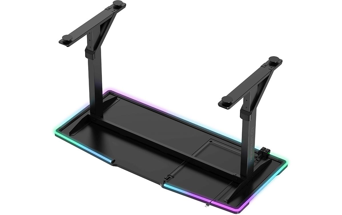 Ultradesk Iron Gaming-Tisch – 132,5 × 60,5 cm, höhenverstellbar, LED-Beleuchtung, schwarz, Stahl