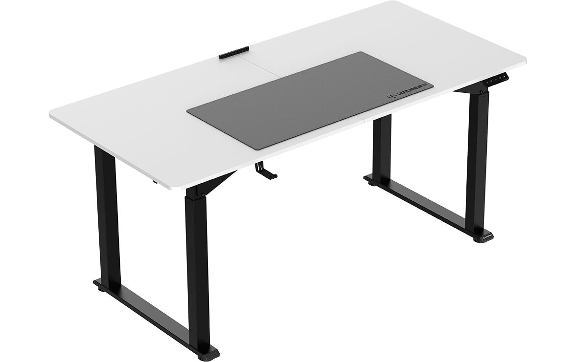 Ultradesk Uplift Gaming-Tisch – 160 × 75 cm, höhenverstellbar, weiss/schwarz, Stahl