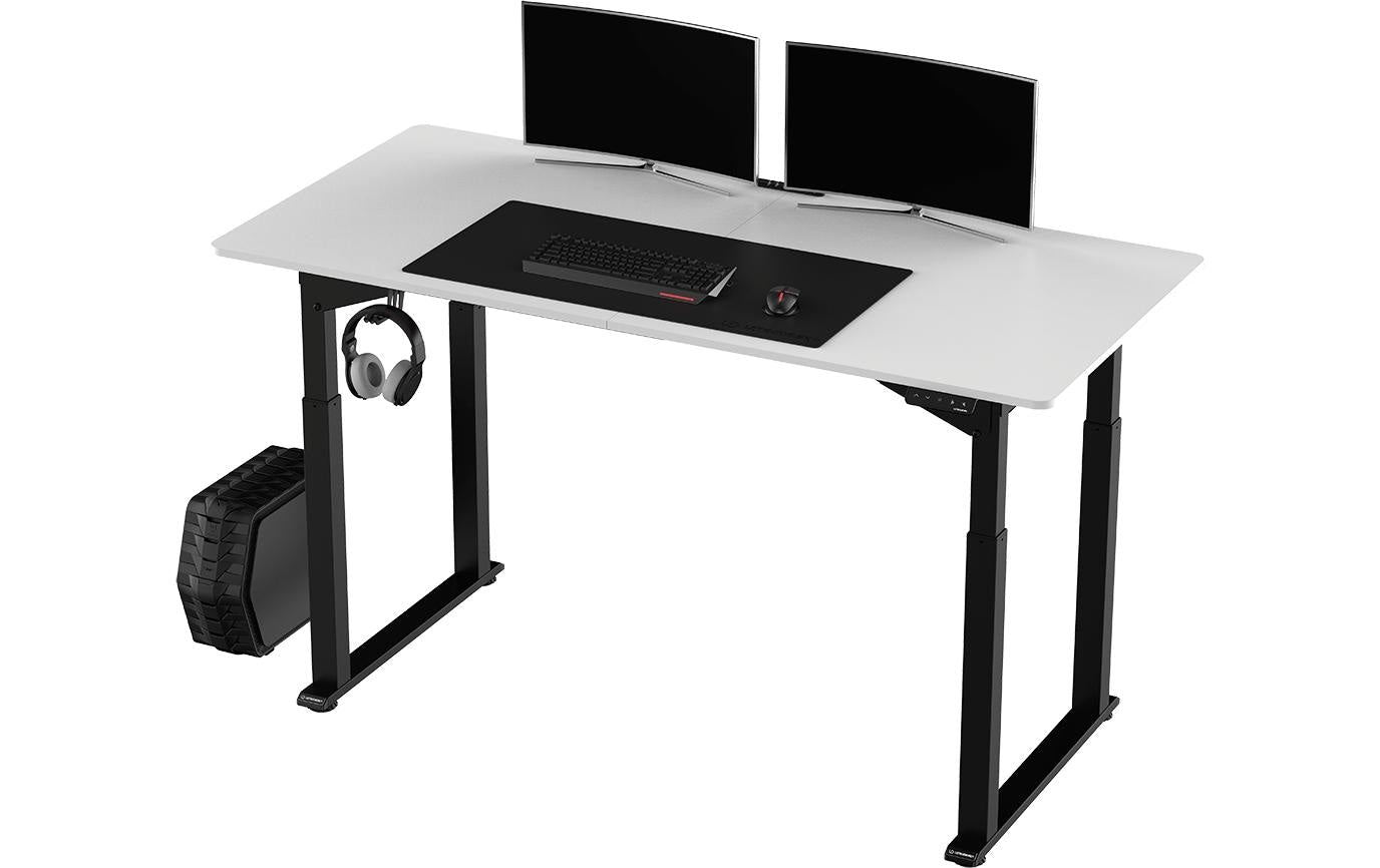 Ultradesk Uplift Gaming-Tisch – 160 × 75 cm, höhenverstellbar, weiss/schwarz, Stahl