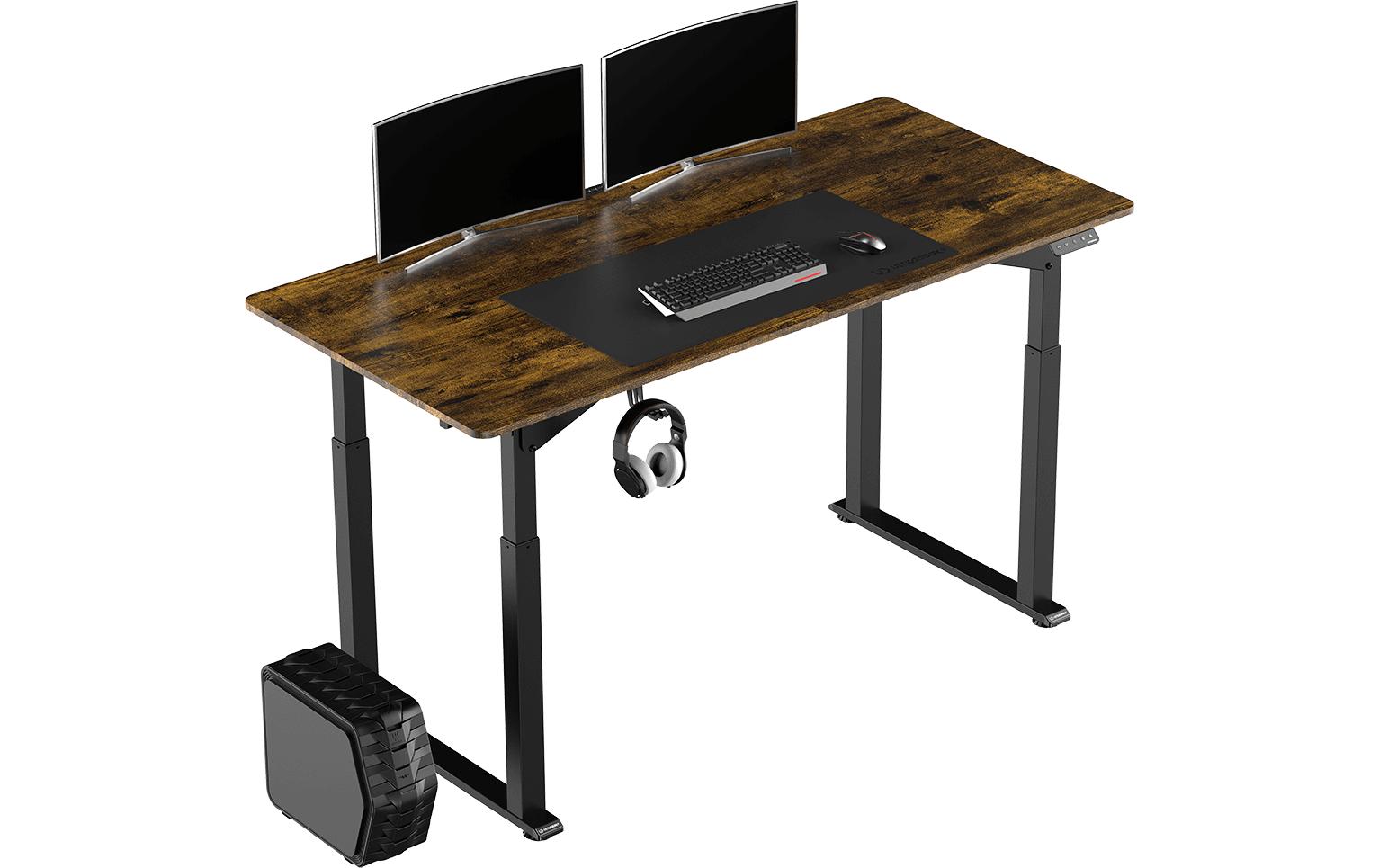Ultradesk Uplift Gaming-Tisch – 160 × 75 cm, höhenverstellbar, schwarz/braun, Stahl