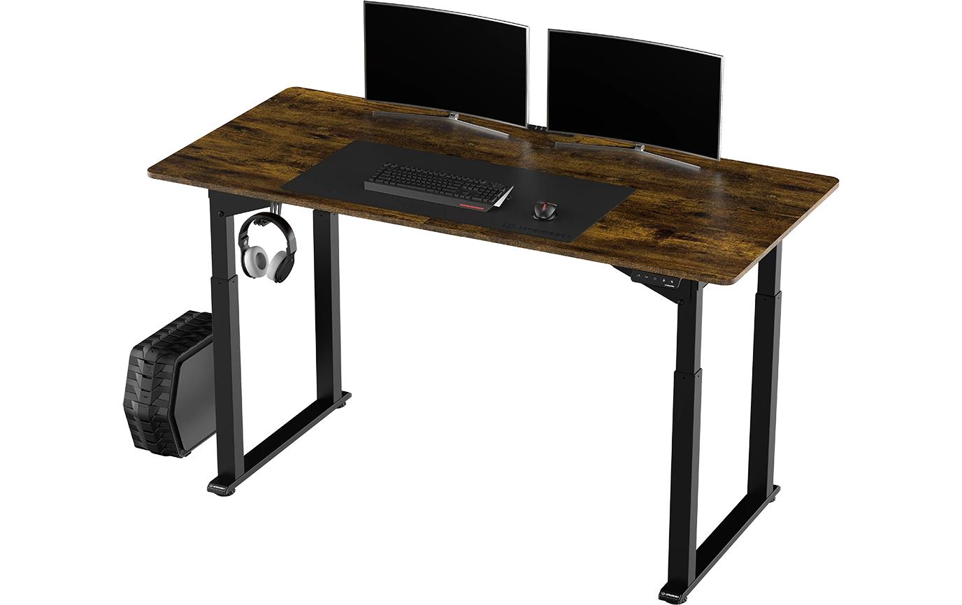 Ultradesk Uplift Gaming-Tisch – 160 × 75 cm, höhenverstellbar, schwarz/braun, Stahl