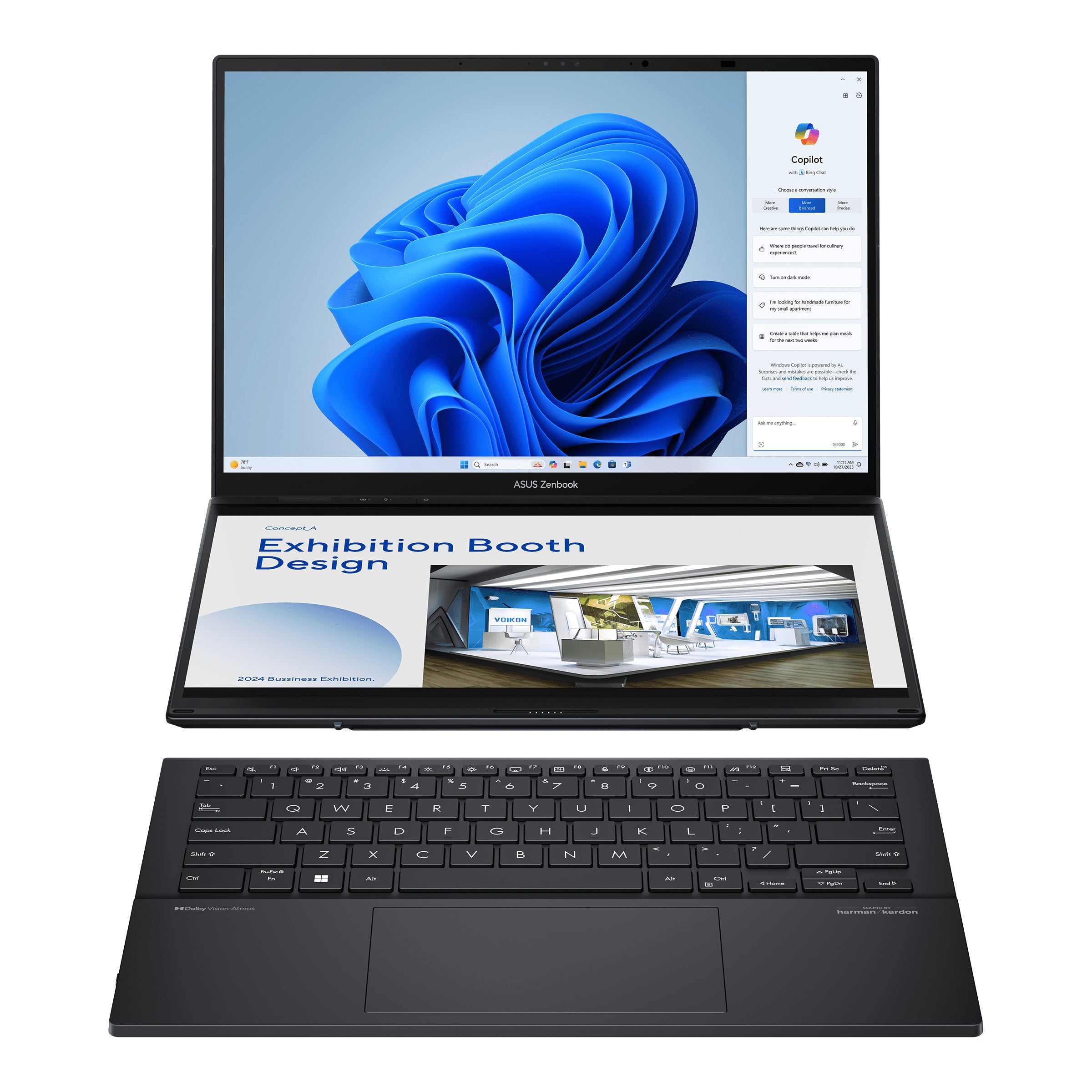 ASUS Zenbook Duo UX8406CA-QL153W – 14", 1 TB, 32 GB RAM, WLAN, Windows 11, Grau, 2024
