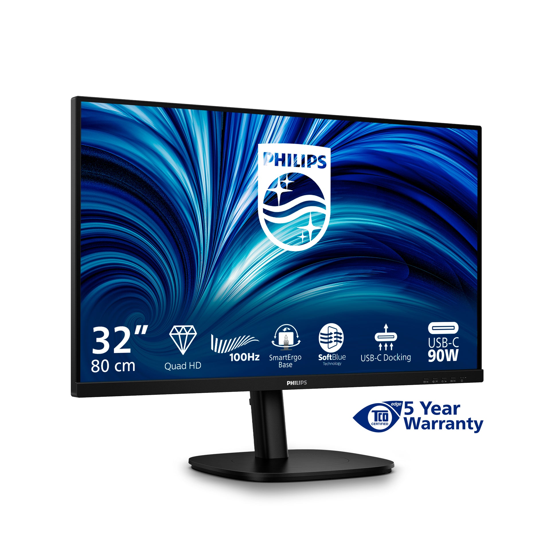 Philips 32B2U3601/00 – Monitor, 32", VESA 100 × 100, Schwarz