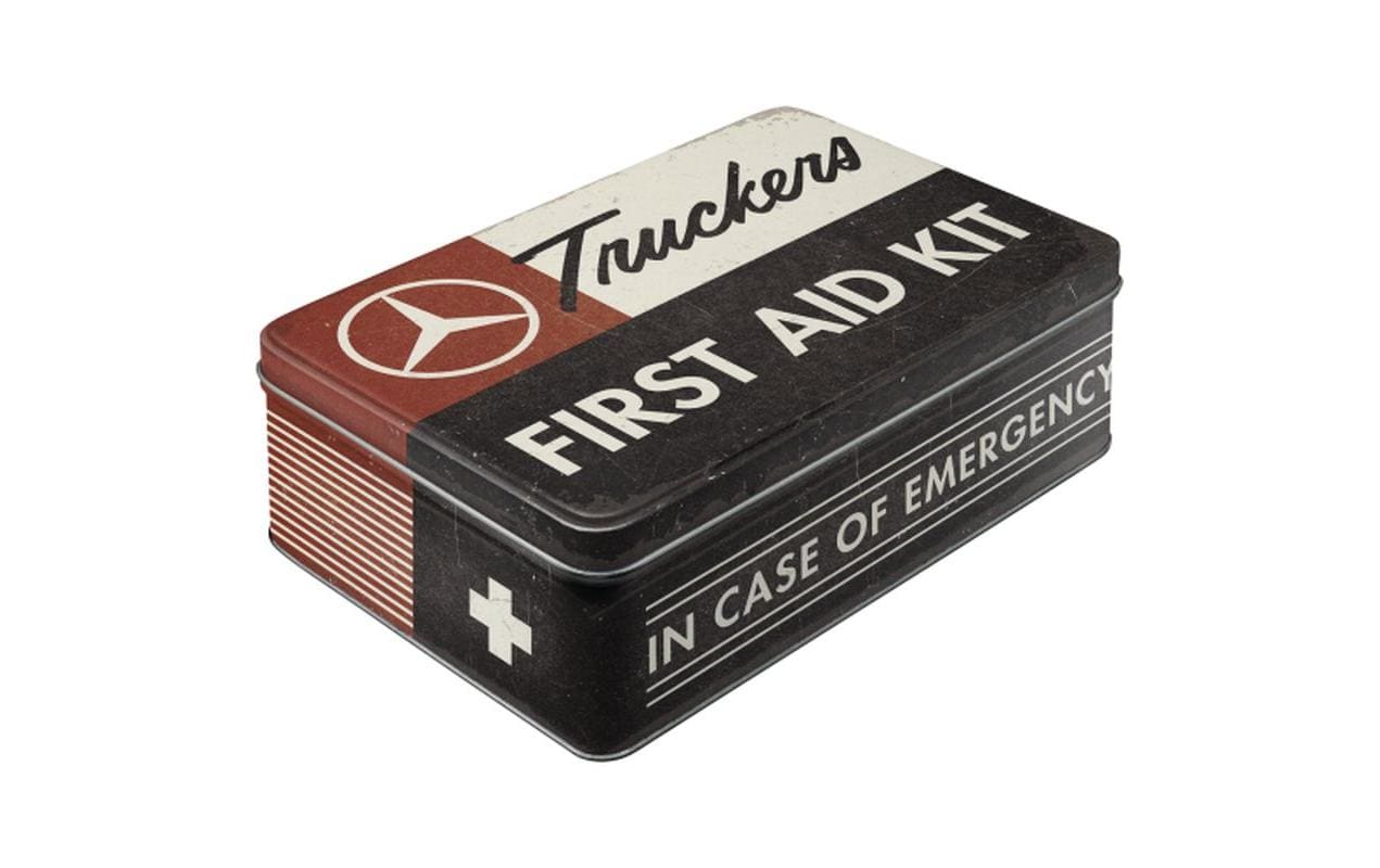 Nostalgic Art Daimler Truck Aufbewahrungsbox 2,5 l (mit Deckel) – Metall – Weiss/Rot – 230 × 160 × 70 mm