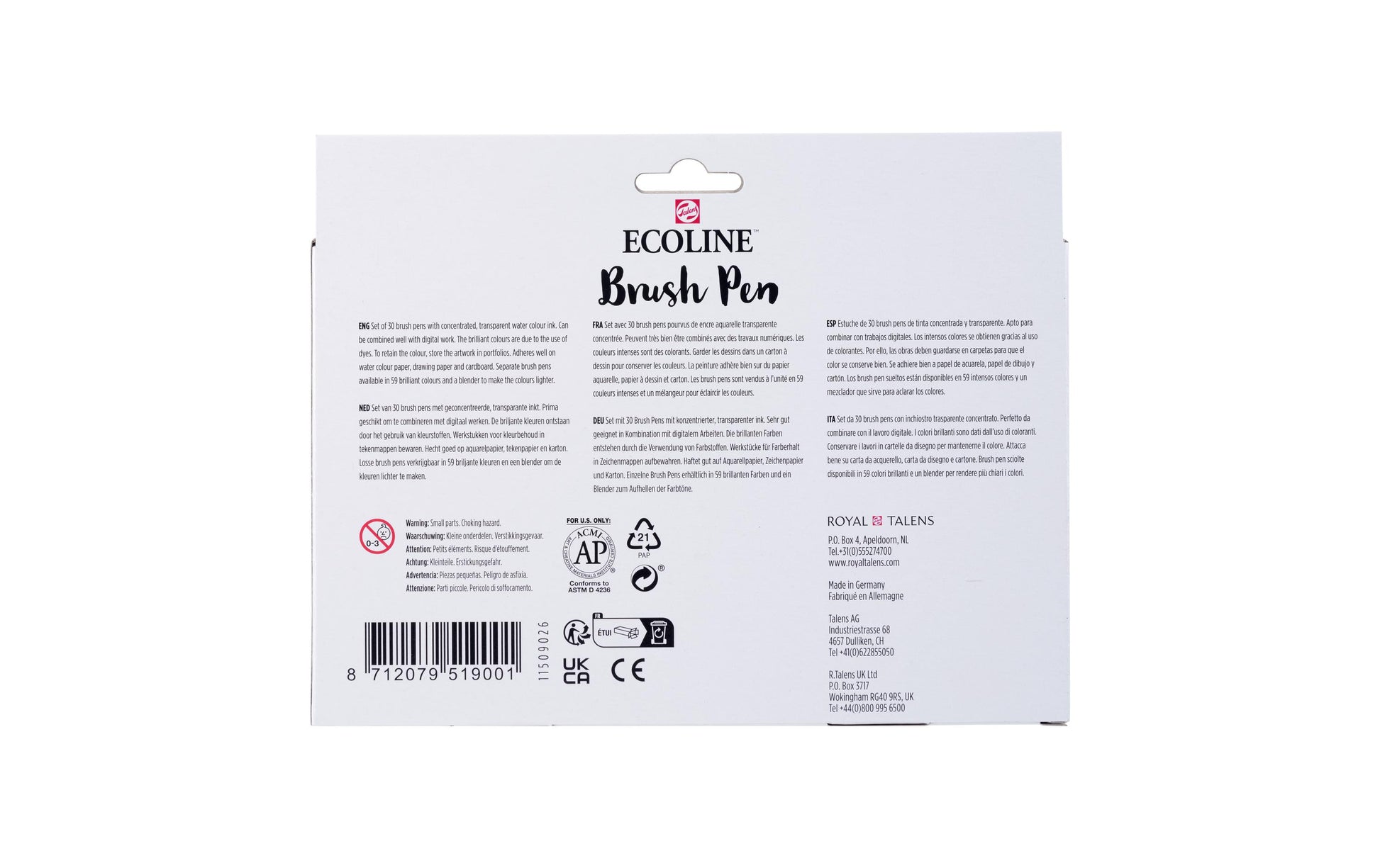 Talens Ecoline Brush Pen – Pinselspitze, wasservermalbar, 30 Farben