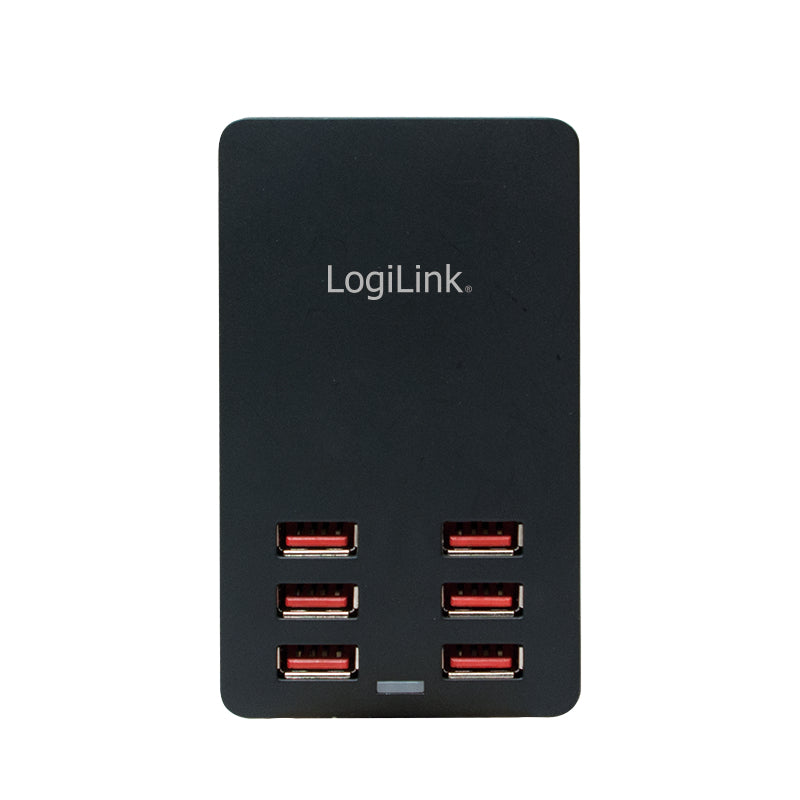 LogiLink PA0139 USB-Desktop-Ladegerät 32 W – USB-A×6, EU-Stecker (Typ C) – für Mobilgeräte – Schwarz