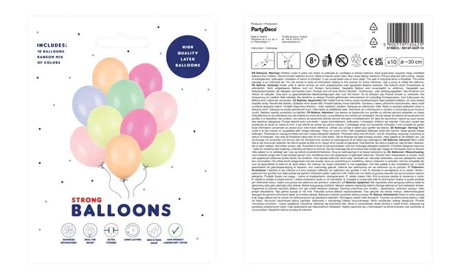 PartyDeco Luftballons – mehrfarbig – Ø 30 cm – Latex – 10 Stk
